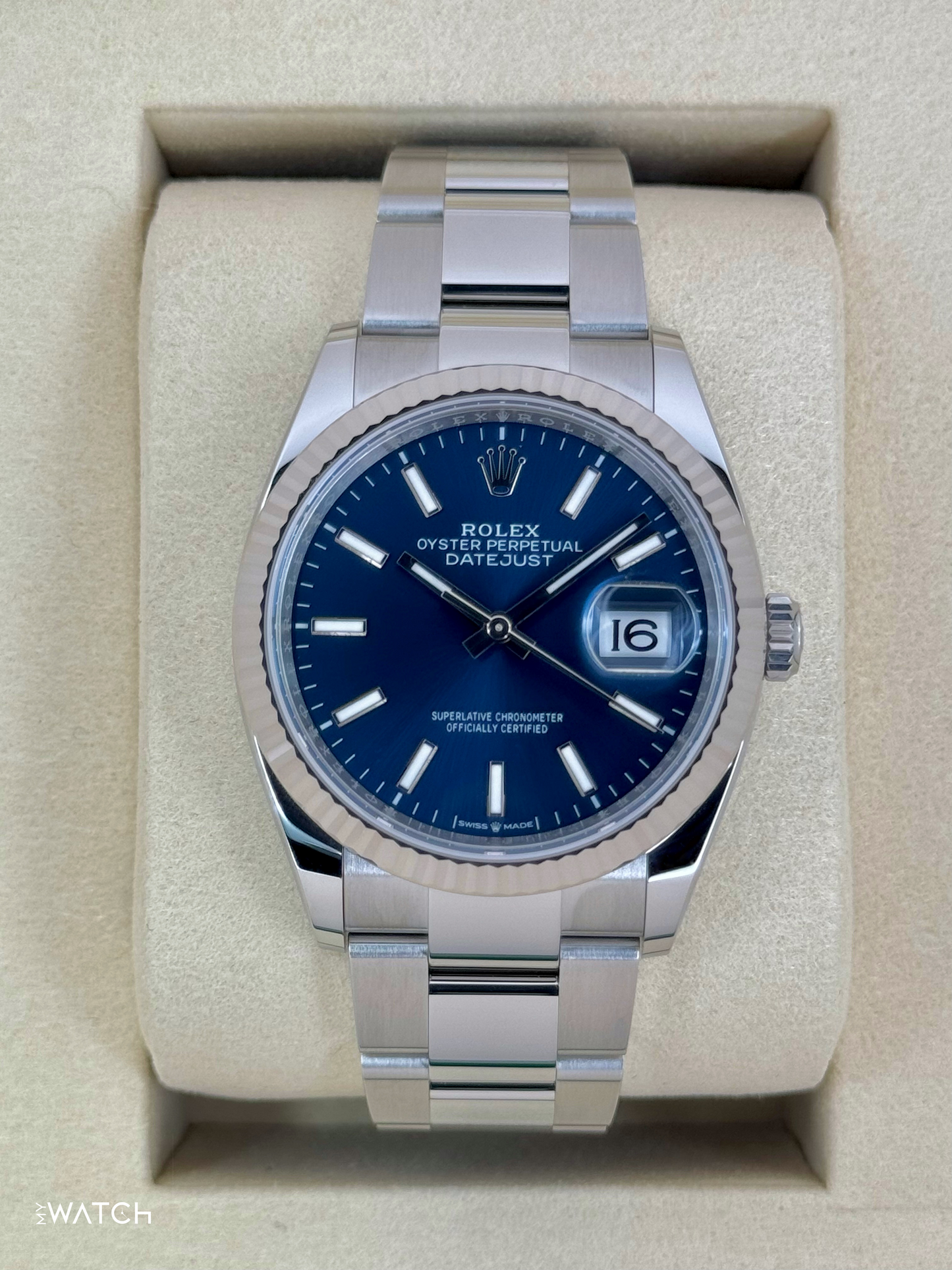 NEW 2025 Rolex Datejust 36mm 126234 Stainless Steel Oyster Blue Dial - MyWatchLLC
