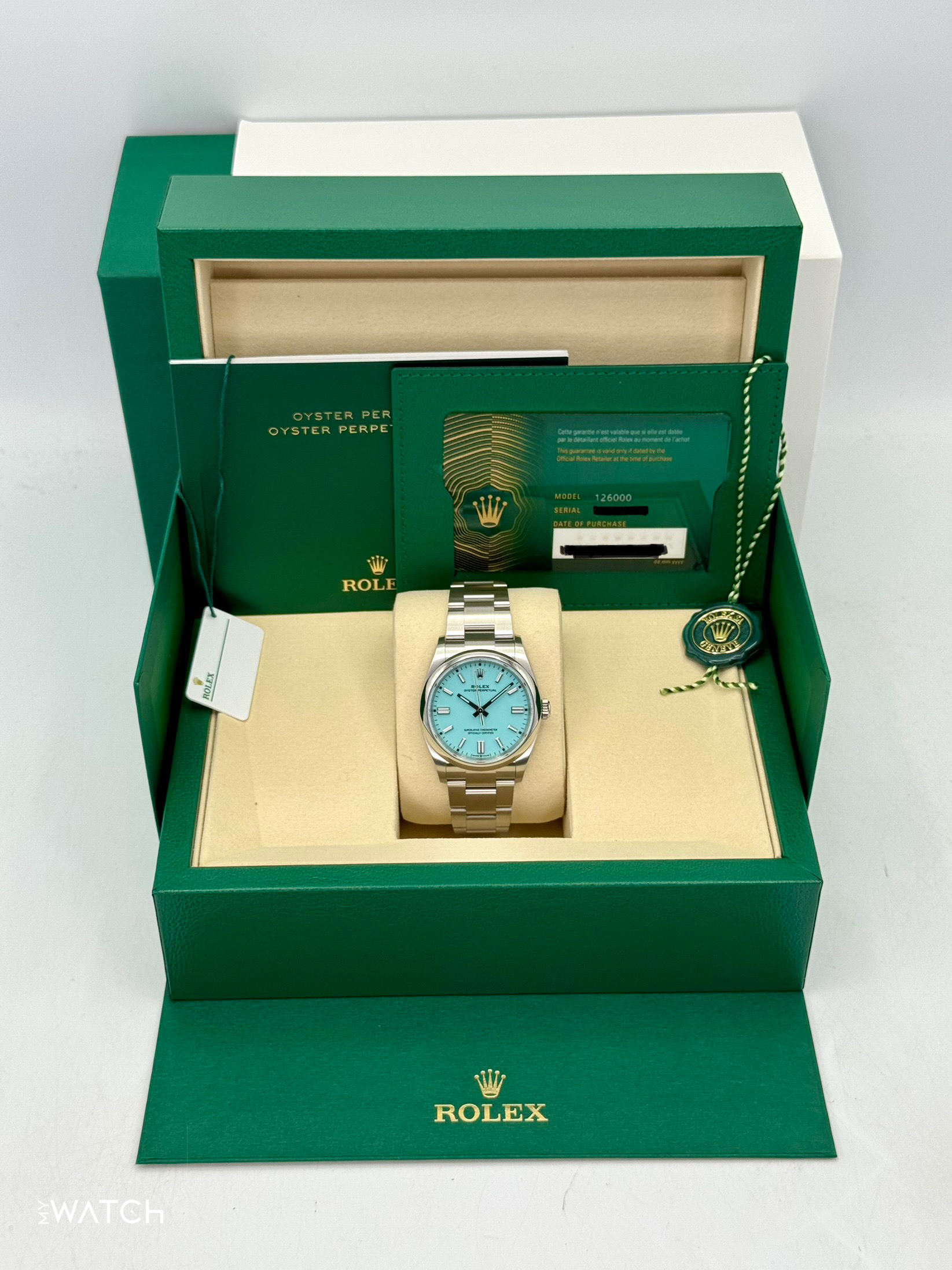 NEW 2025 Rolex Oyster Perpetual 36mm 126000 Tiffany Blue Dial - MyWatchLLC