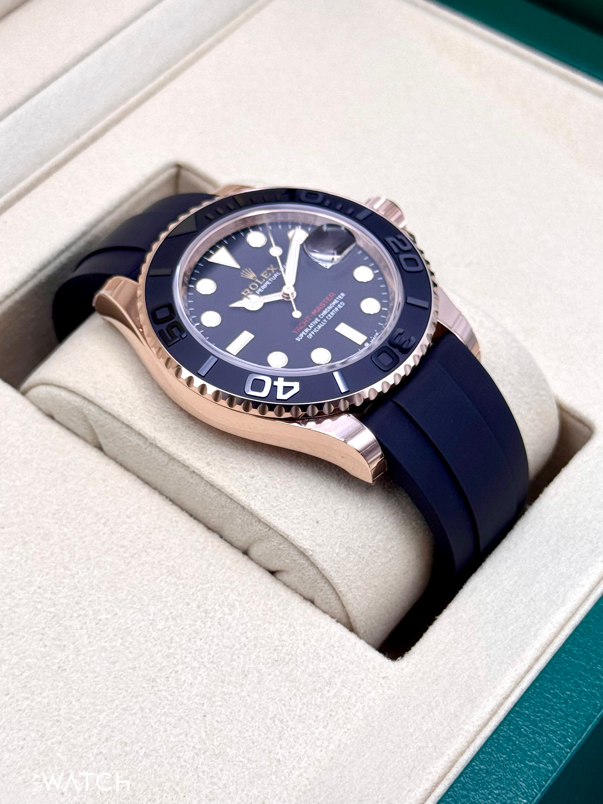 New 2025 Rolex Yacht-Master 40mm 126655 Rose Gold Oysterflex Black Dial - MyWatchLLC