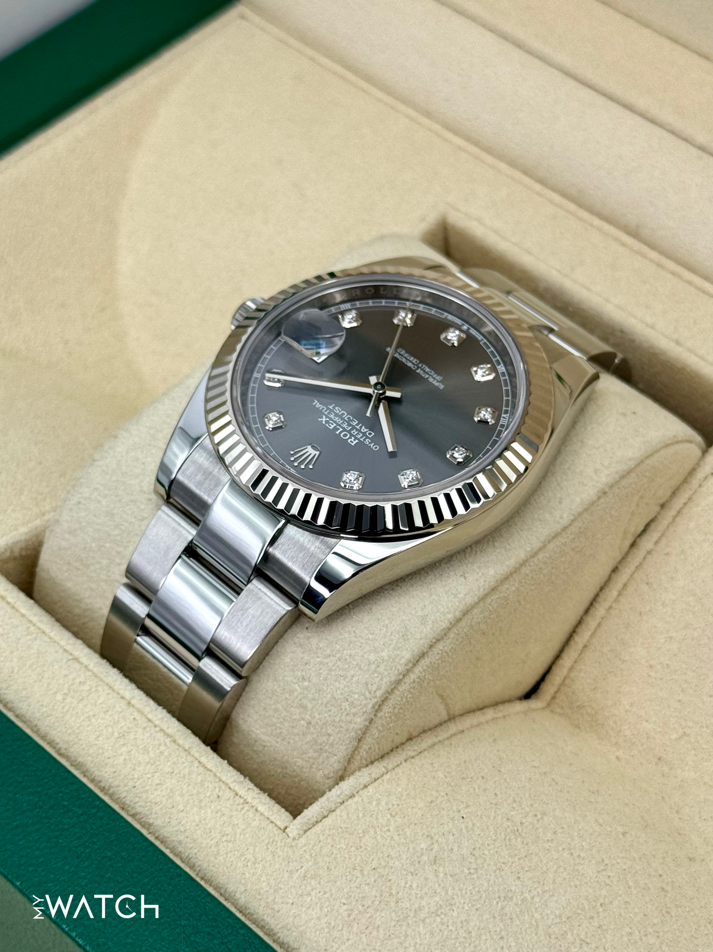 2022 Rolex Datejust 41mm 126334 Stainless Steel Oyster Rhodium Diamond Dial - MyWatchLLC