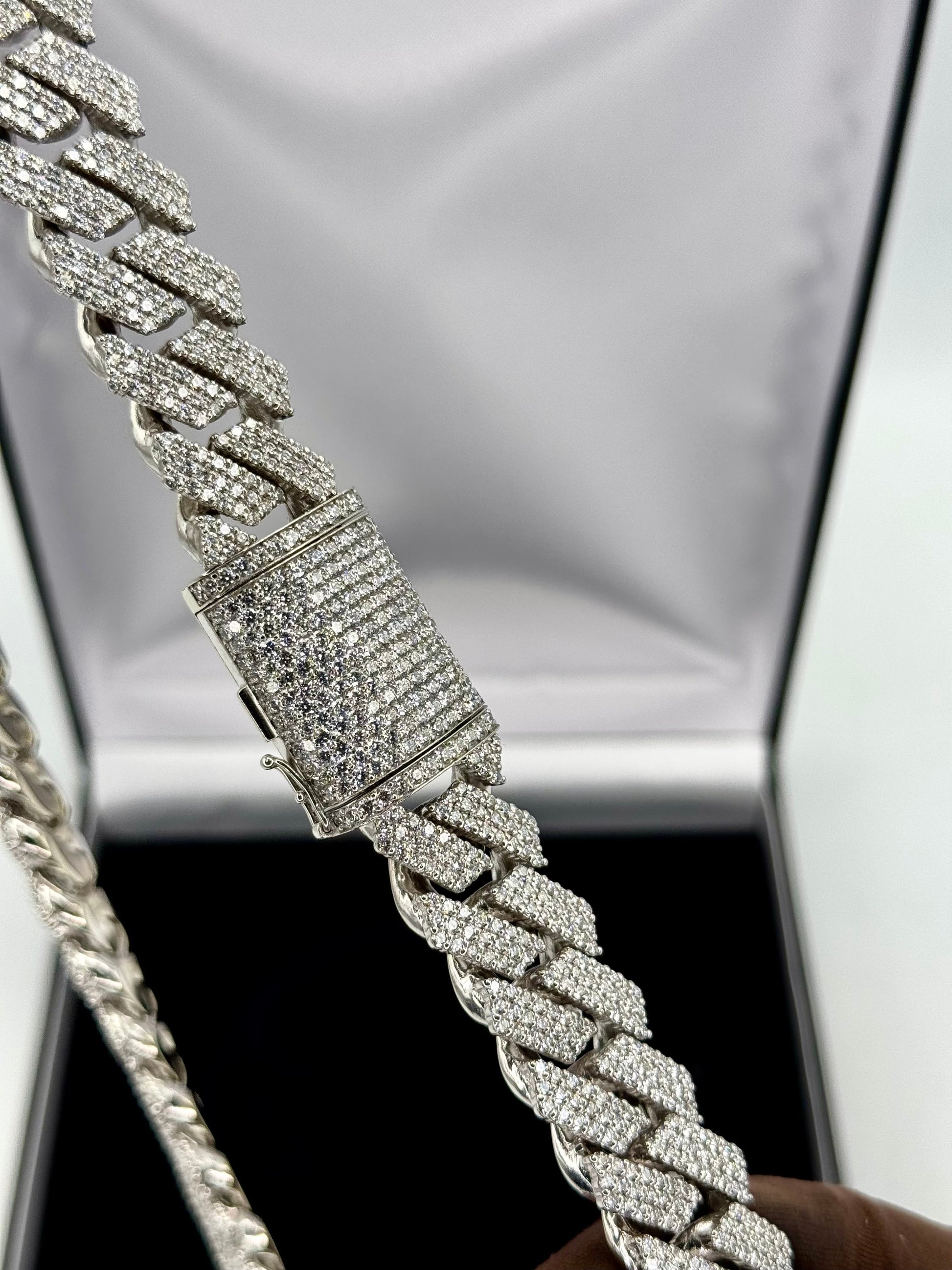 Iced Out Diamond Prong Cuban Link 14K White Gold Chain 423grams 66ct VS - MyWatchLLC
