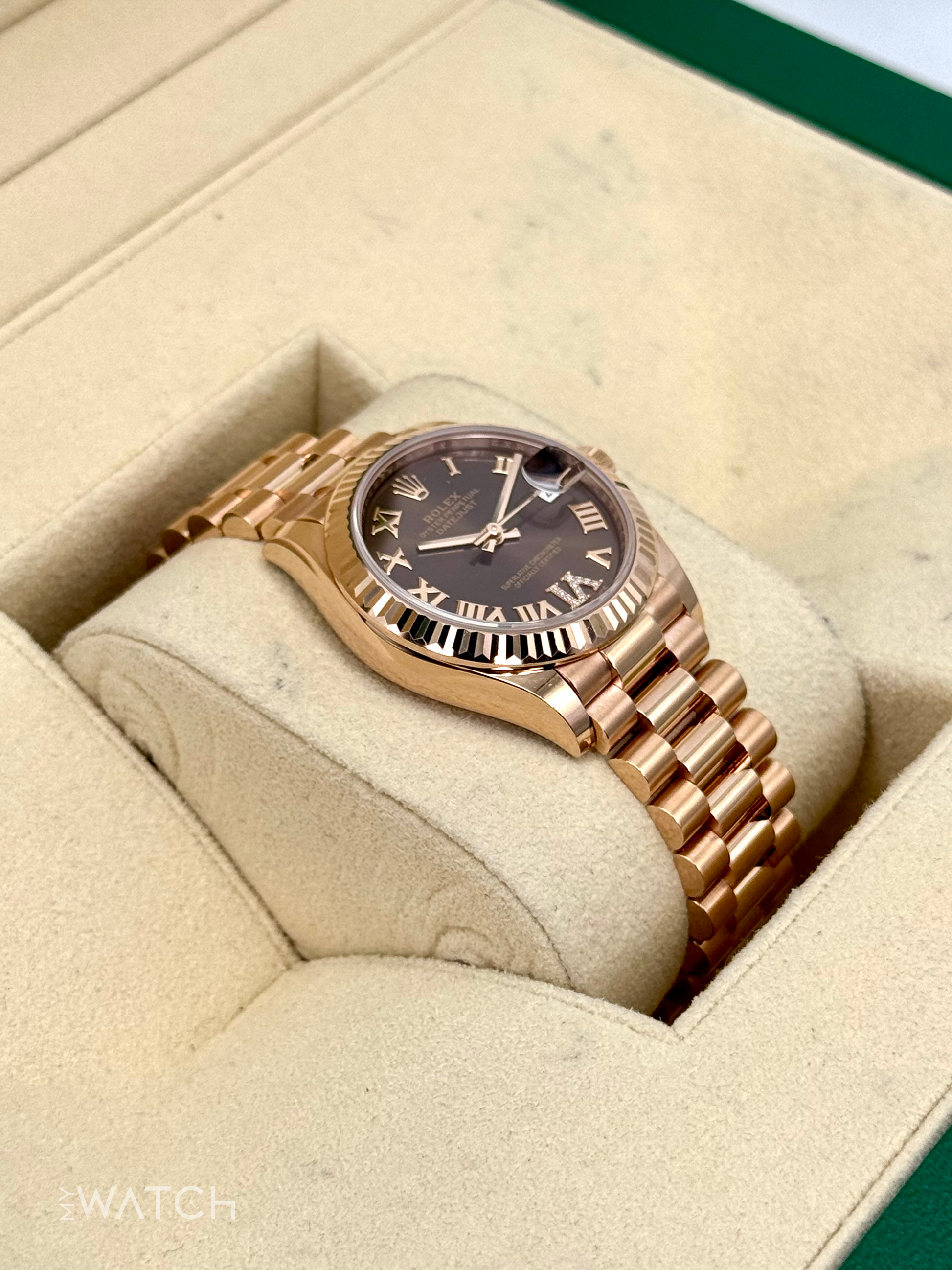 2022 Rolex Datejust 31mm 278275 Rose Gold Chocolate Diamond Dial - MyWatchLLC