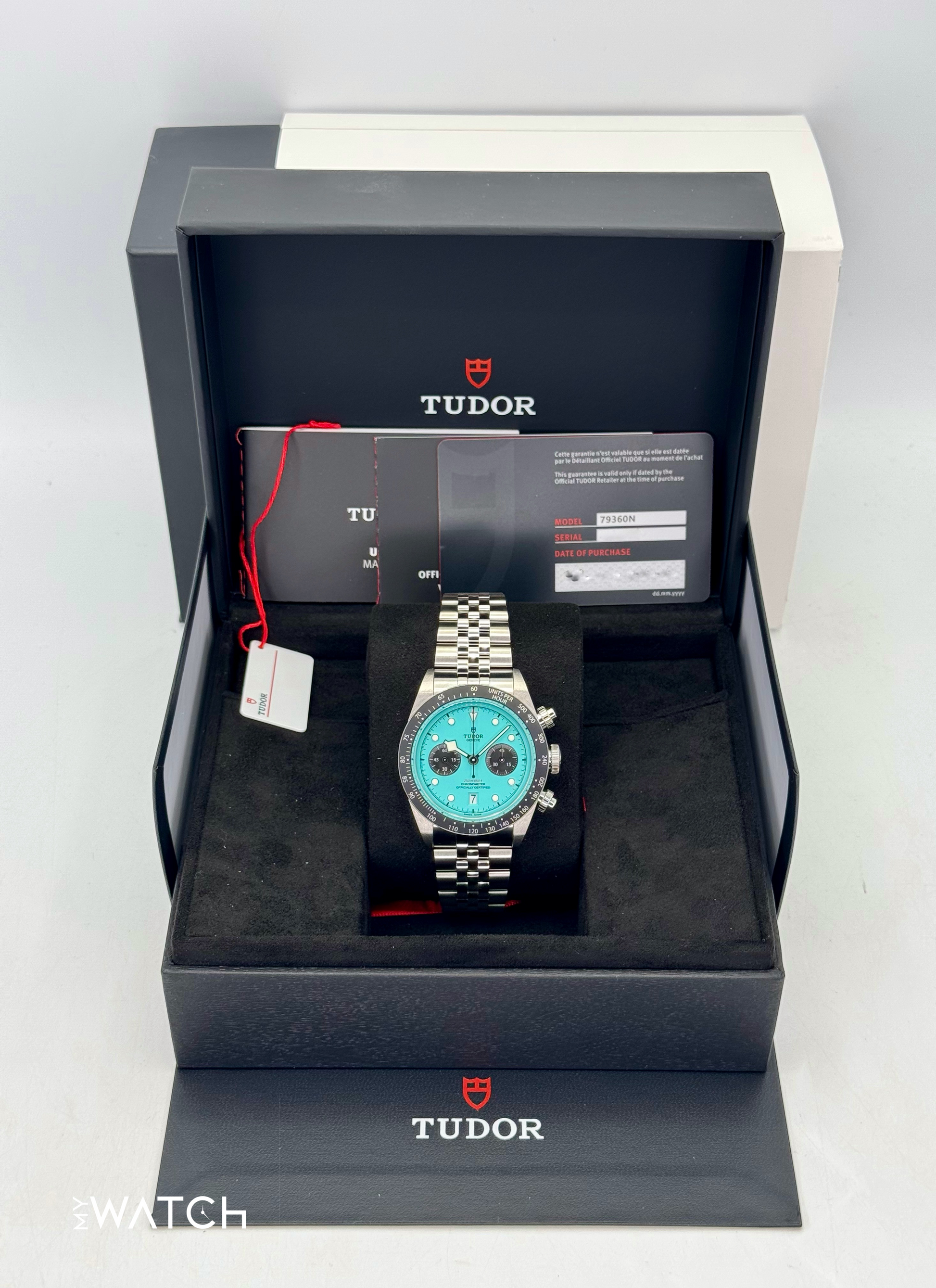NEW 2025 Tudor Black Bay Chrono 41mm 79360N Flamingo Blue Dial - MyWatchLLC