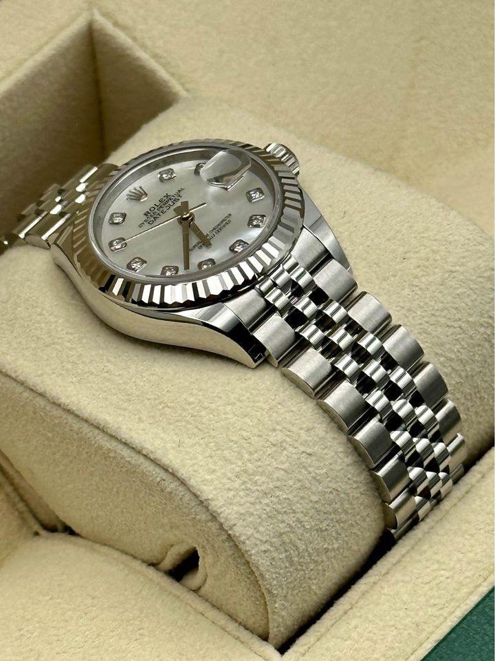 NEW 2022 Rolex Lady-Datejust 28mm 279174 Diamond Mother of Pearl Dial - MyWatchLLC