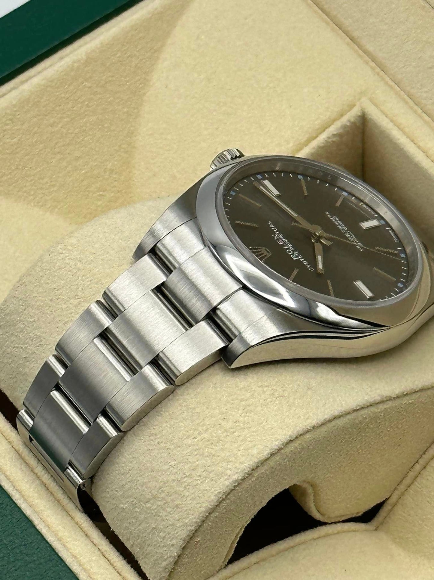 2017 Oyster Perpetual 39mm 114300 Stainless Steel Grey Stick Dial - MyWatchLLC