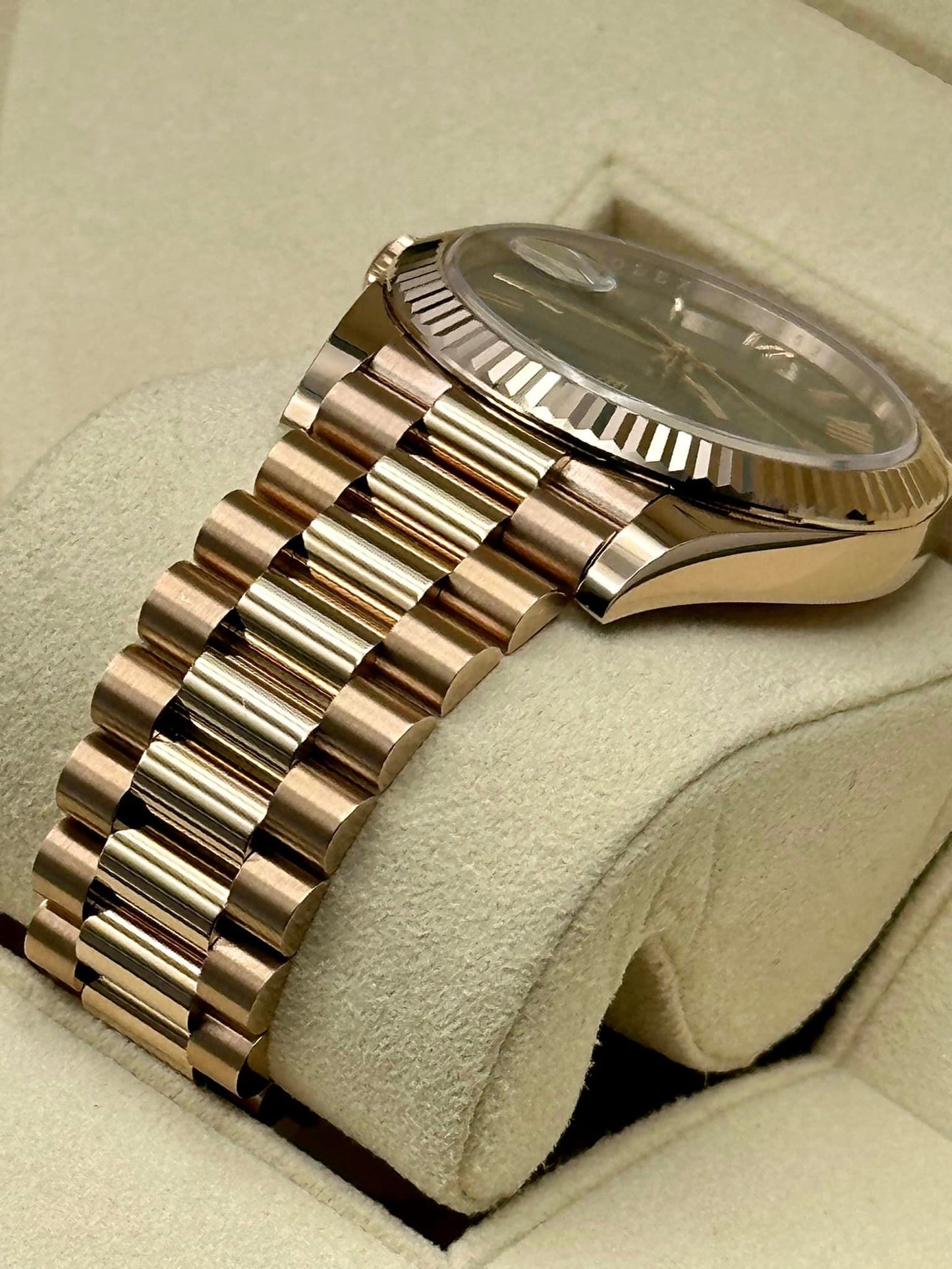 NEW 2020 Rolex Day-Date 40mm 228235 Rose Gold Green Roman Numerals - MyWatchLLC