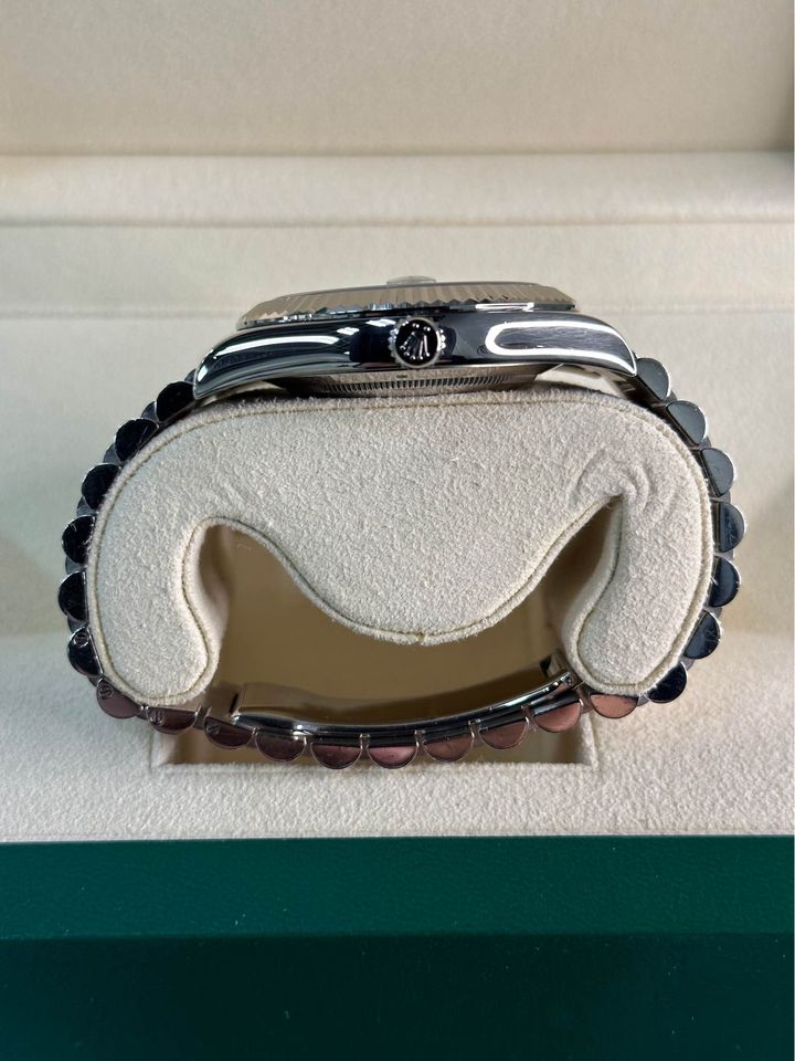 2013 Rolex Day-Date 41mm 218239 White Gold Silver Stick Dial - MyWatchLLC