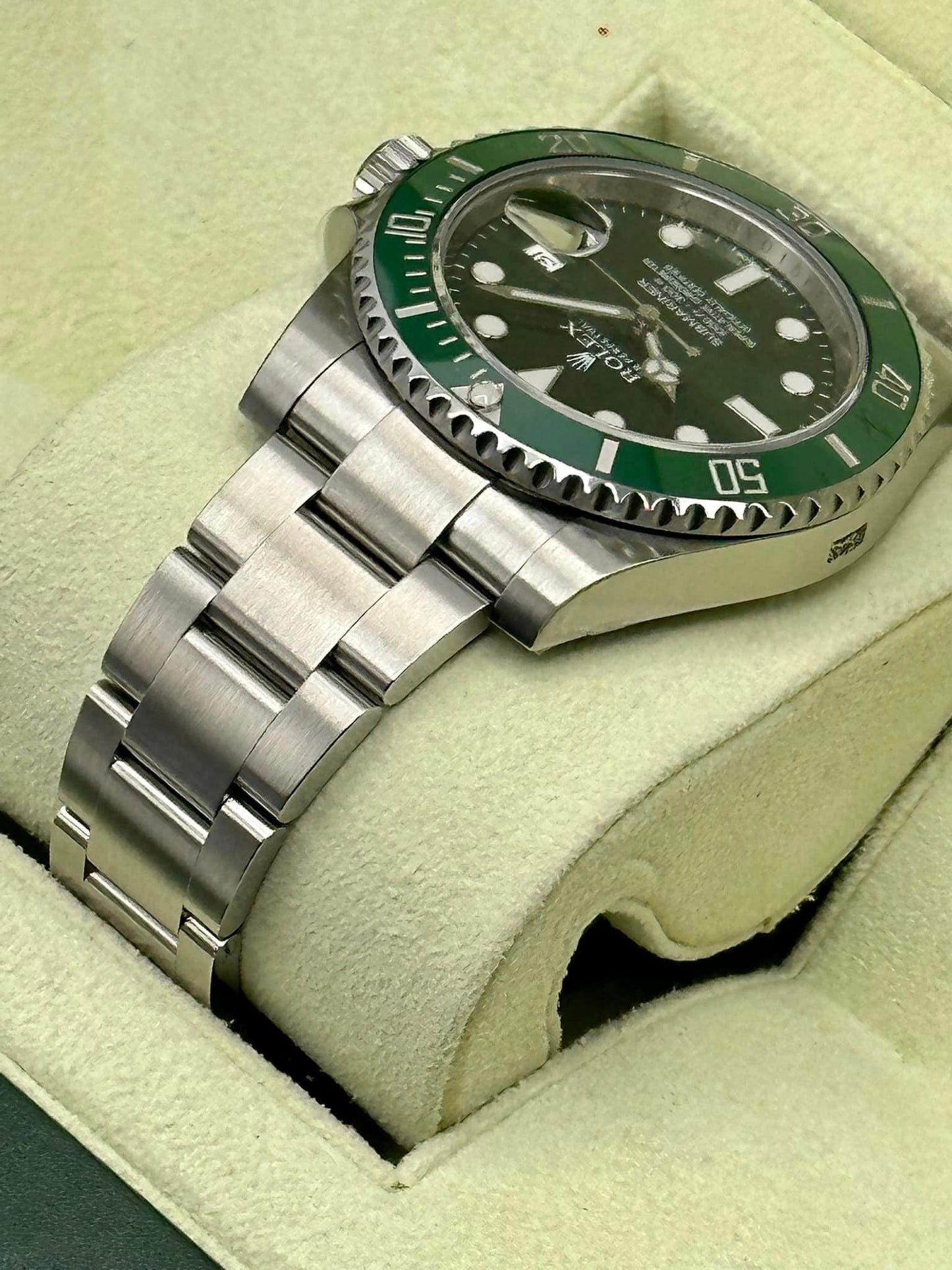 New Old Stock 2014 Rolex Submariner "Hulk" 116610LV Green Dial - MyWatchLLC