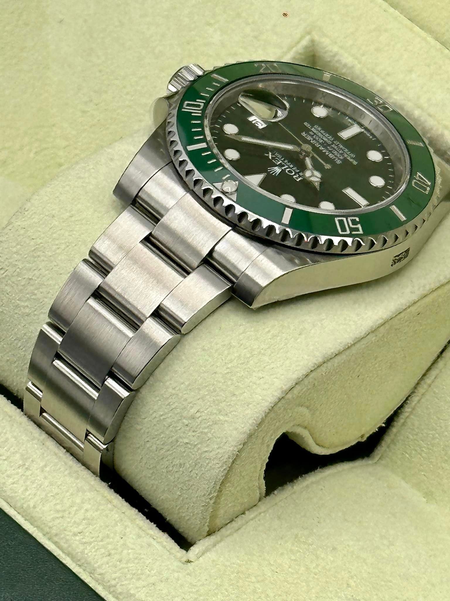 New Old Stock 2014 Rolex Submariner "Hulk" 116610LV Green Dial - MyWatchLLC