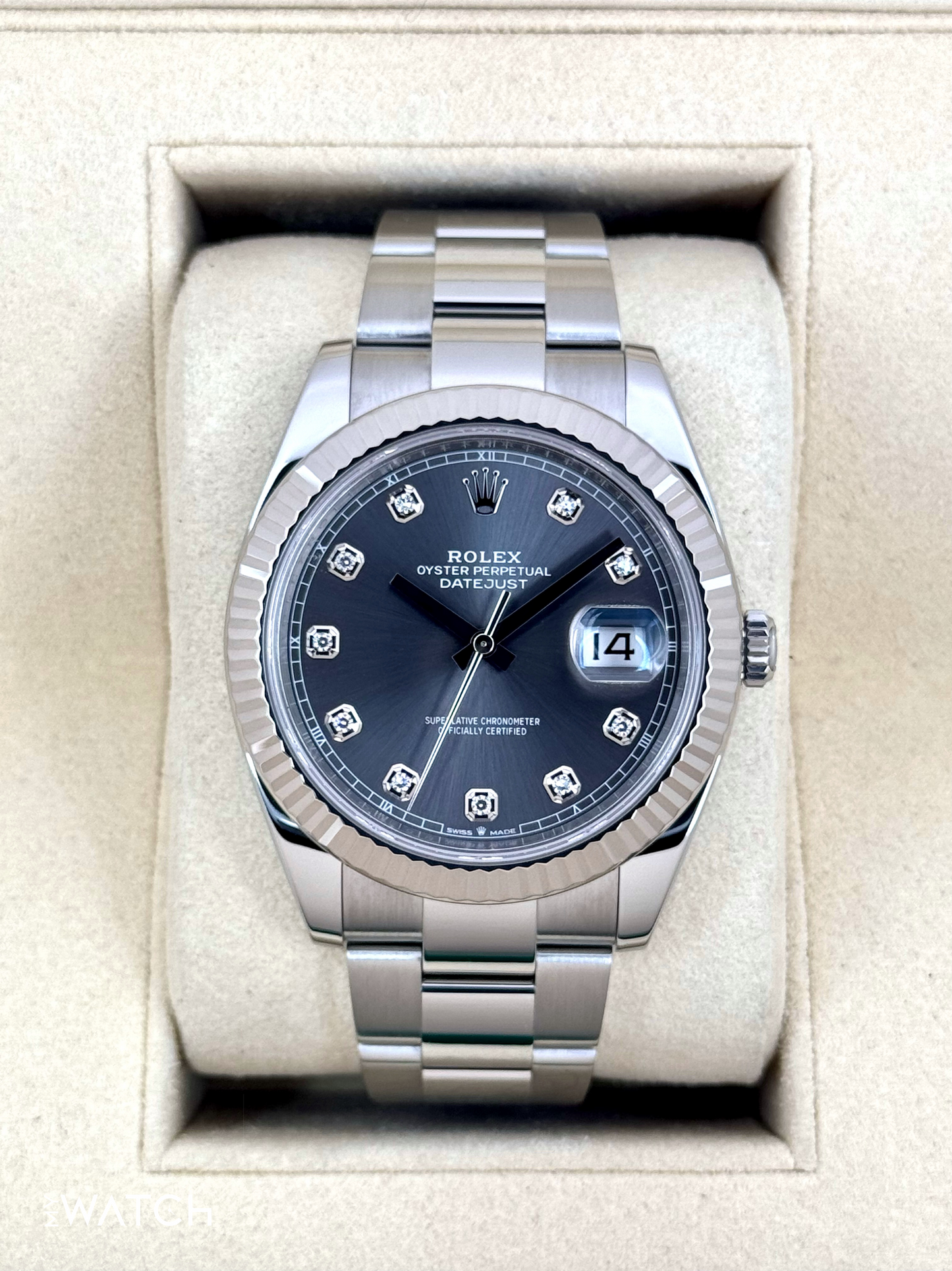 2022 Rolex Datejust 41mm 126334 Stainless Steel Oyster Rhodium Diamond Dial - MyWatchLLC