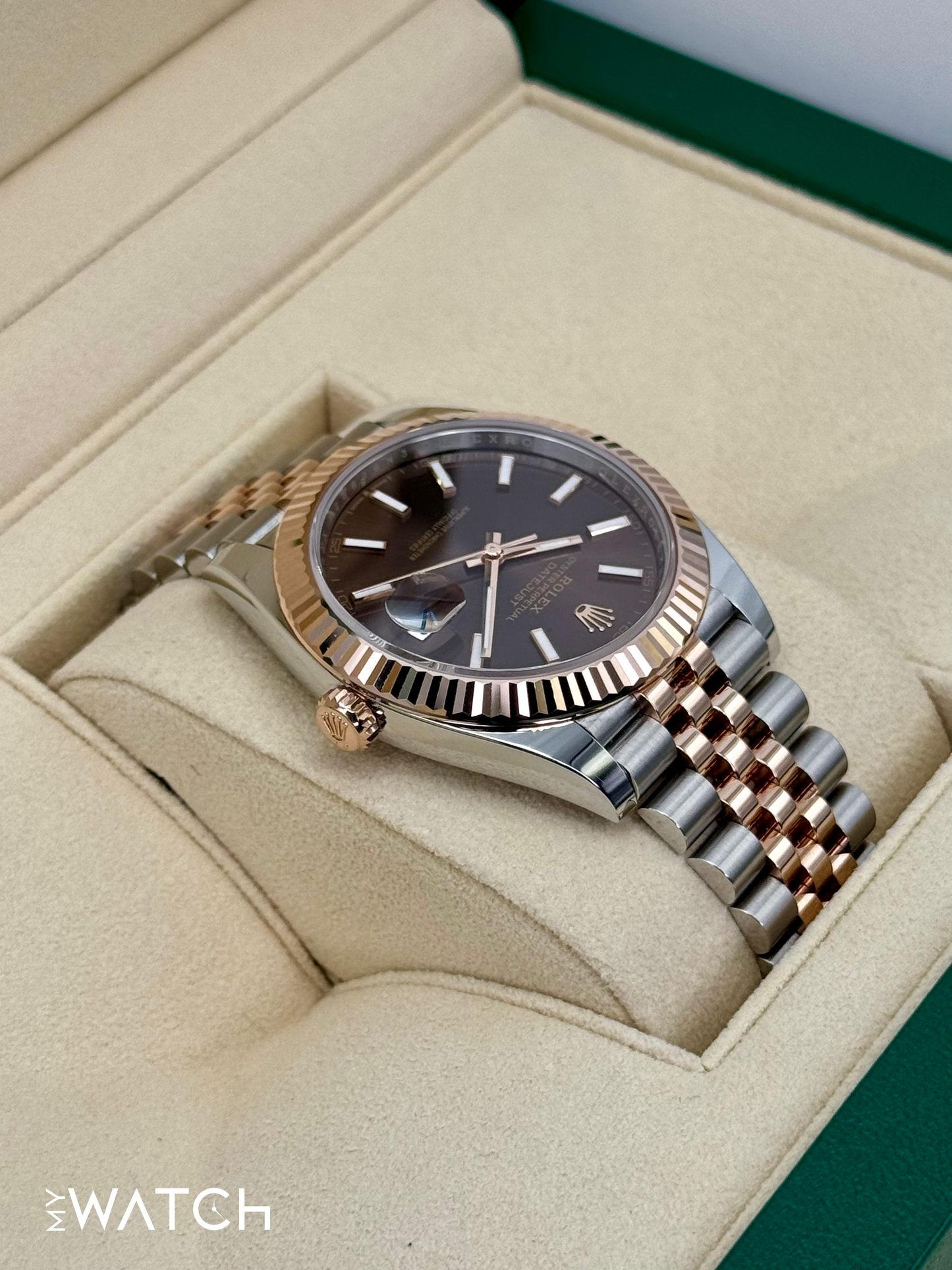 NEW 2024 Rolex Datejust 41mm 126331 Two-Tone Rose Gold Chocolate Dial - MyWatchLLC