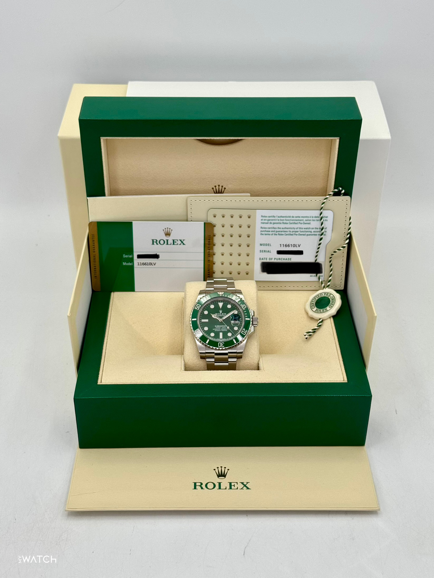 2025 CPO Rolex Submariner “Hulkâ€?40mm 116610LV Green Dial - MyWatchLLC