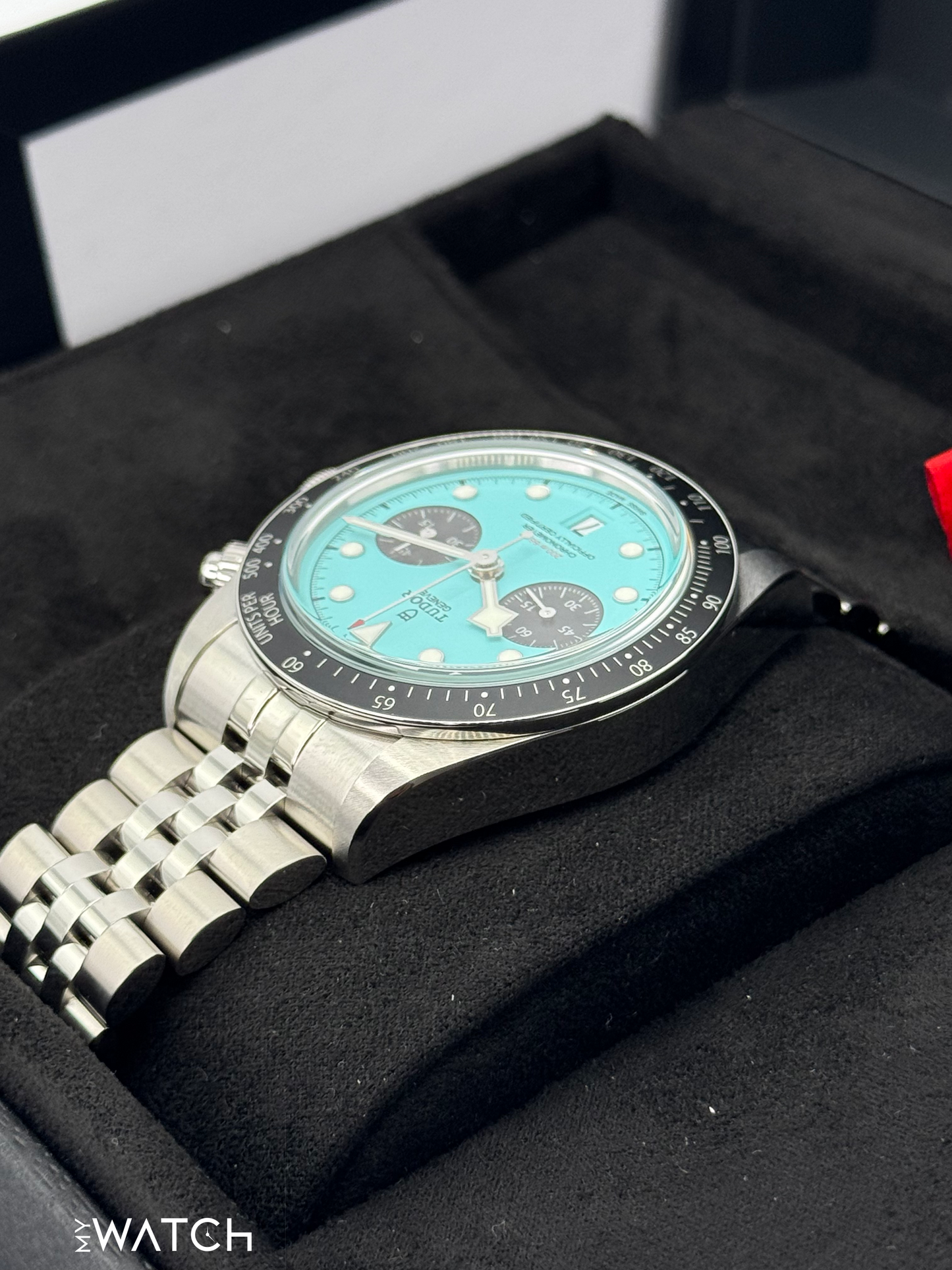 NEW 2025 Tudor Black Bay Chrono 41mm 79360N Flamingo Blue Dial - MyWatchLLC