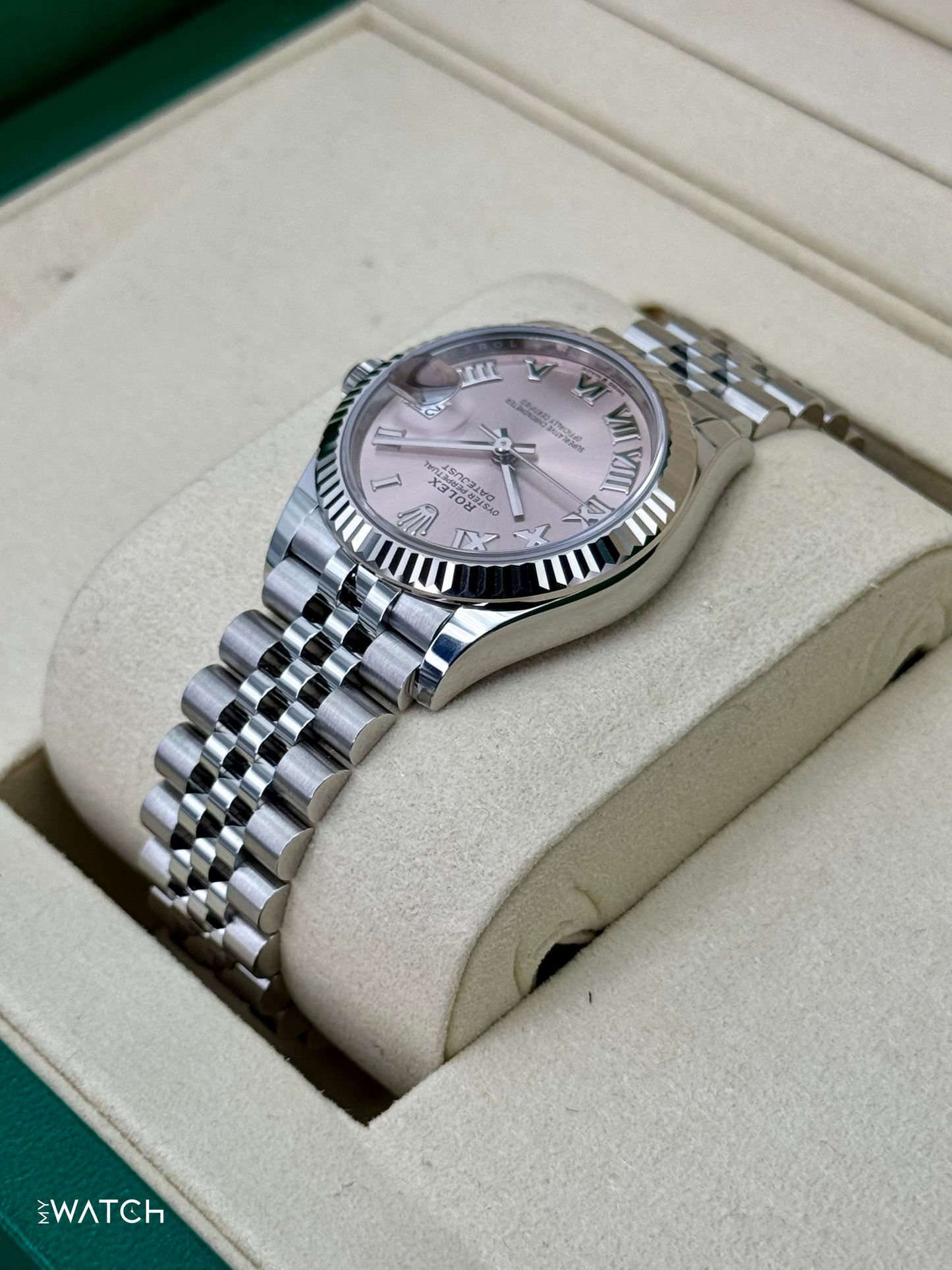 NEW 2025 Rolex Lady Datejust 31mm 278274 Stainless Steel Jubilee Pink Roman Dial - MyWatchLLC