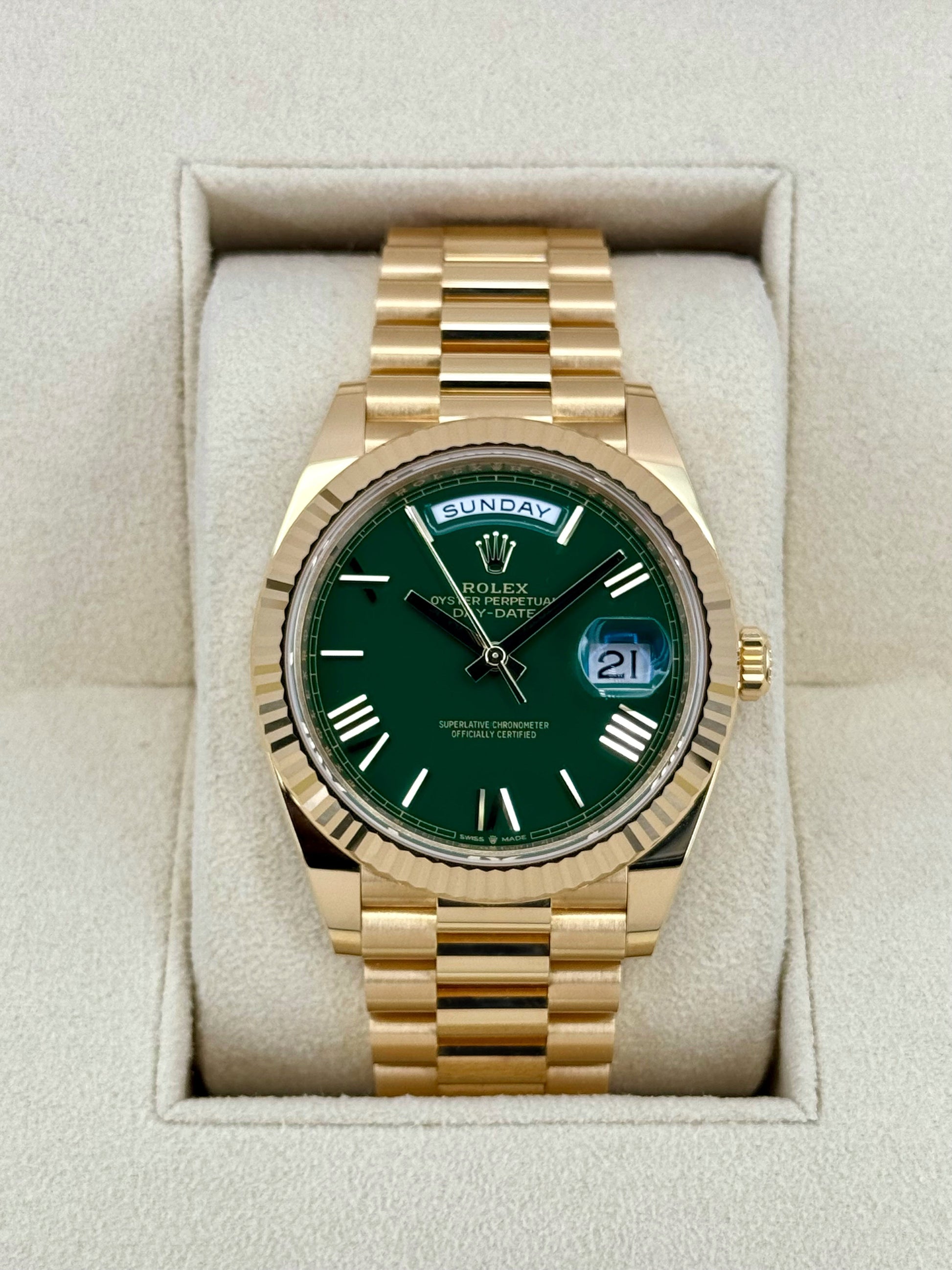 2023 Rolex Day-Date 40mm 228238 Presidential Green Dial - MyWatchLLC