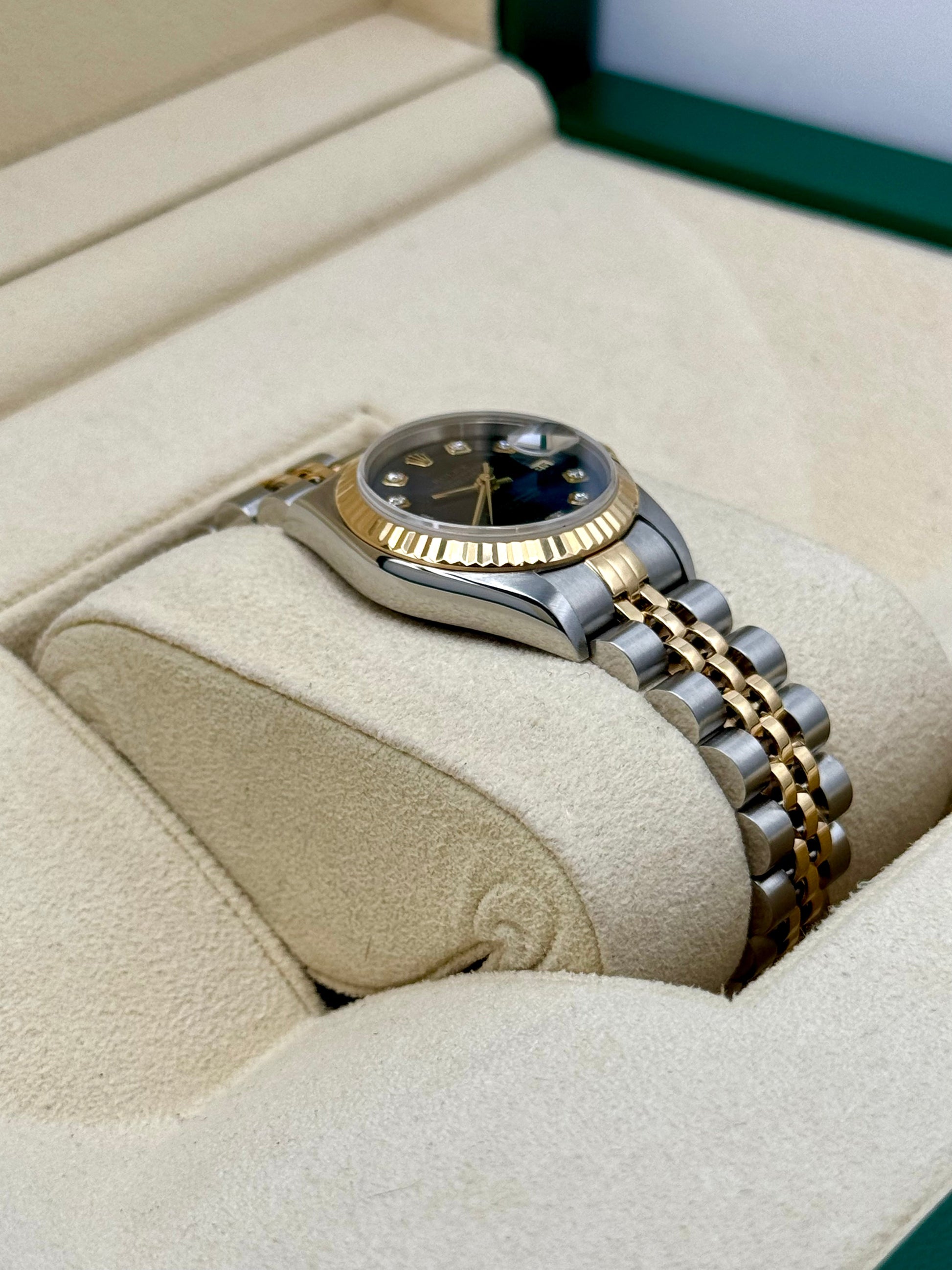 Rolex Lady-Datejust 28mm 79173 Two-Tone Blue 10 Diamond Dial - MyWatchLLC