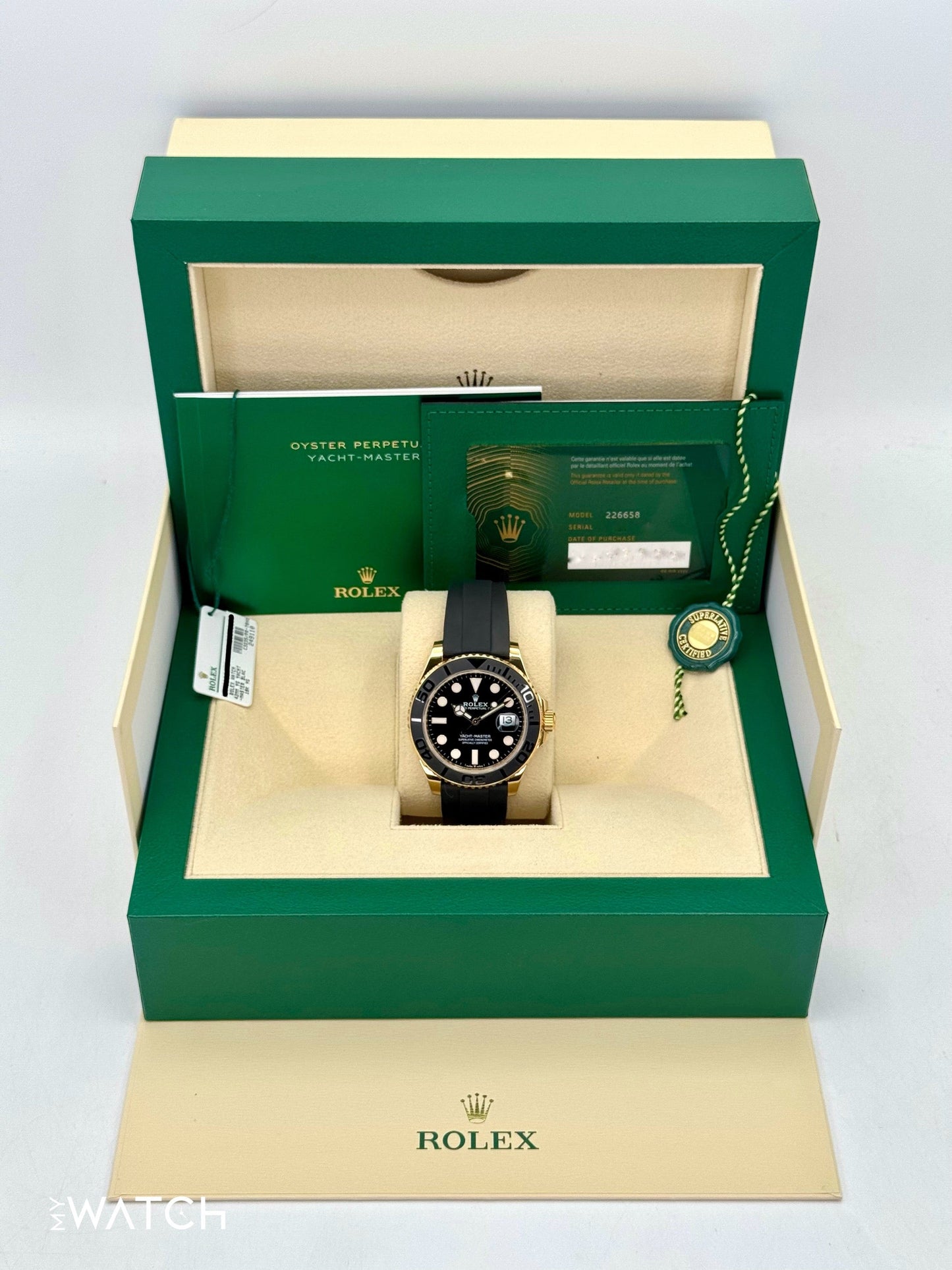 2024 Rolex Yacht-Master 42mm 226658 Gold Oysterflex Black Dial - MyWatchLLC