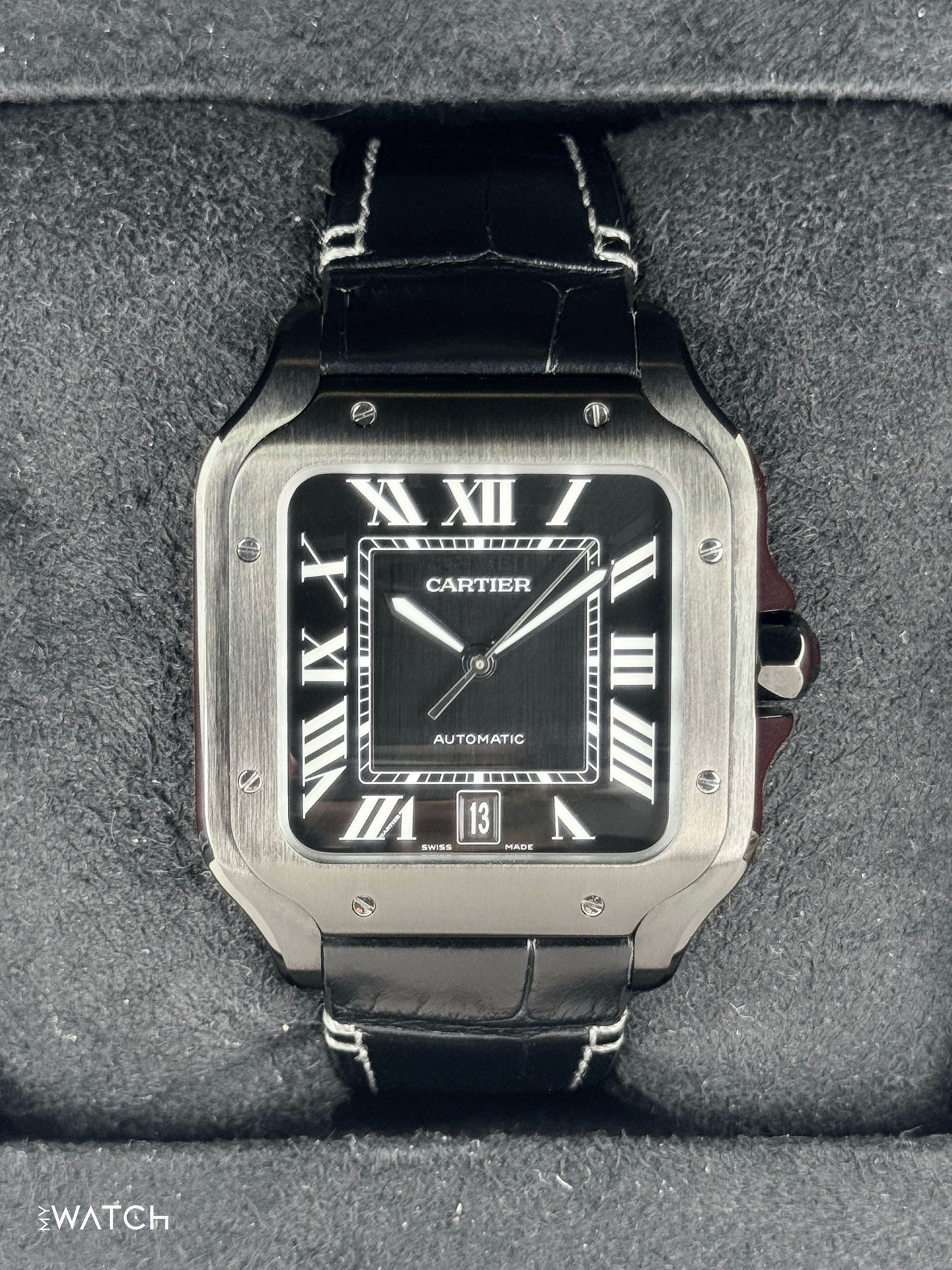 2024 Cartier Santos De Cartier 39.8mm WSSA0039 Black Steel Black Dial - MyWatchLLC
