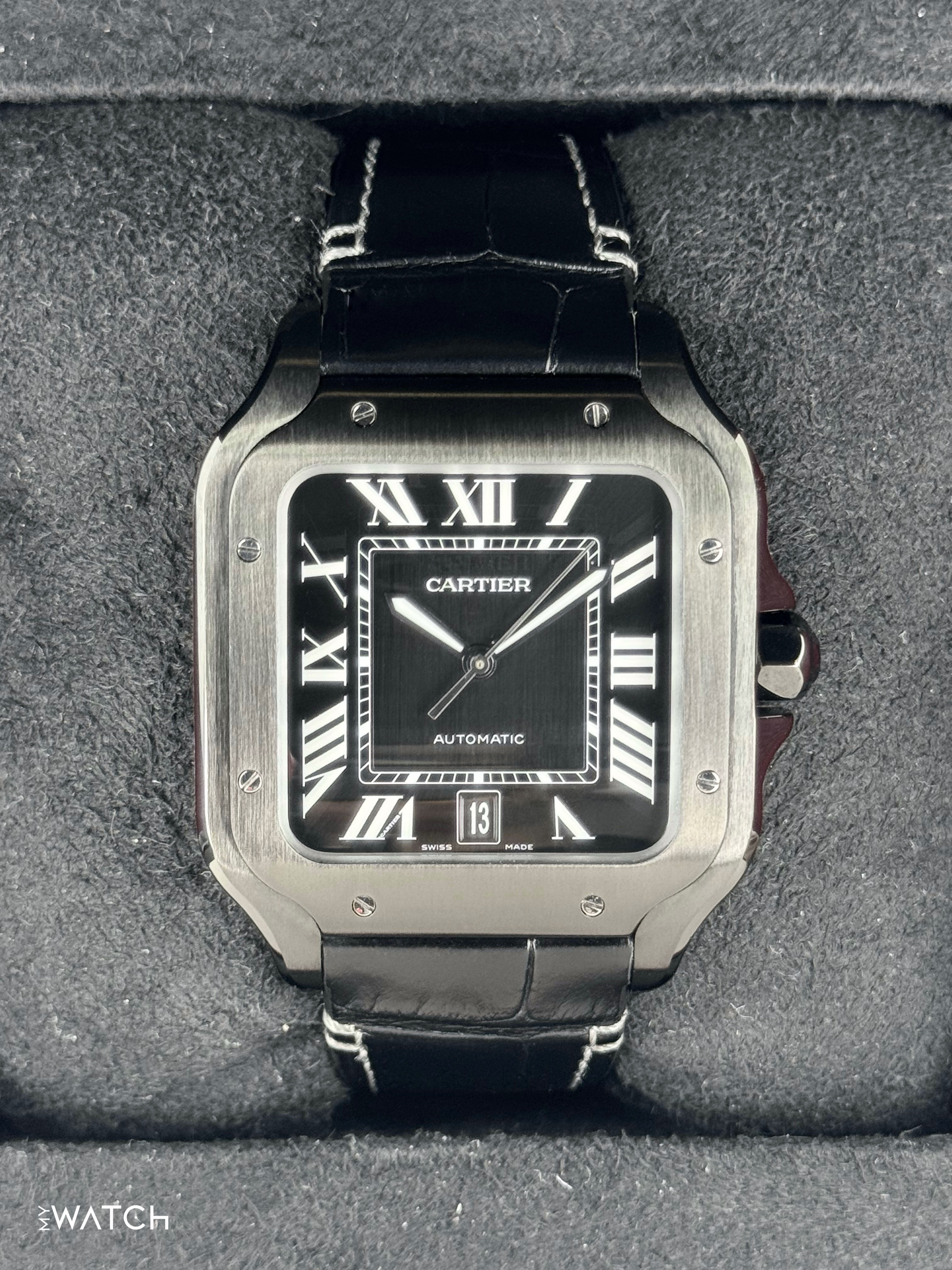 2024 Cartier Santos De Cartier 39.8mm WSSA0039 Black Steel Black Dial - MyWatchLLC