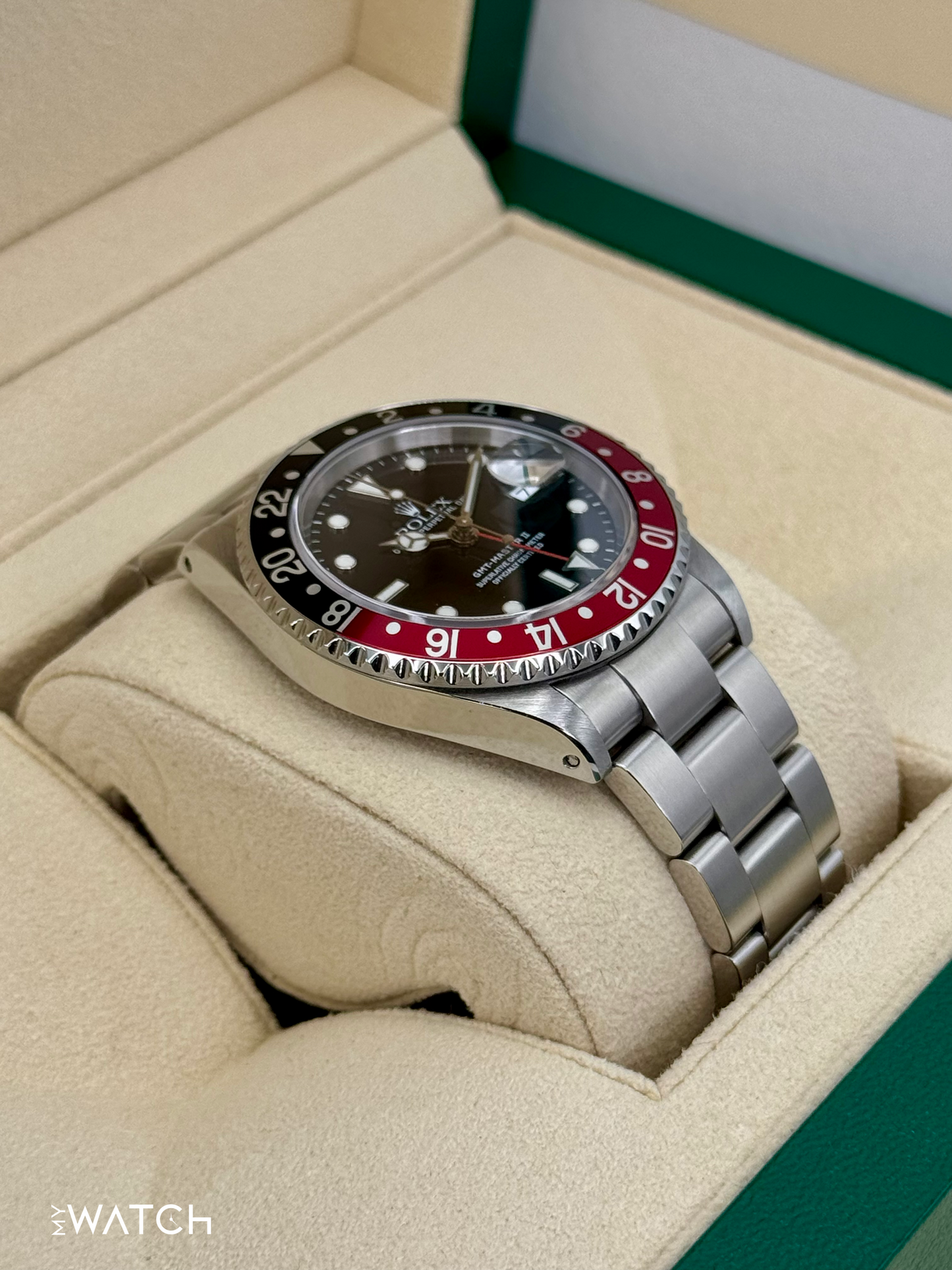 2001 Rolex GMT Master II "Coke" 40mm 16710 Stainless Steel Oyster Black Dial - MyWatchLLC