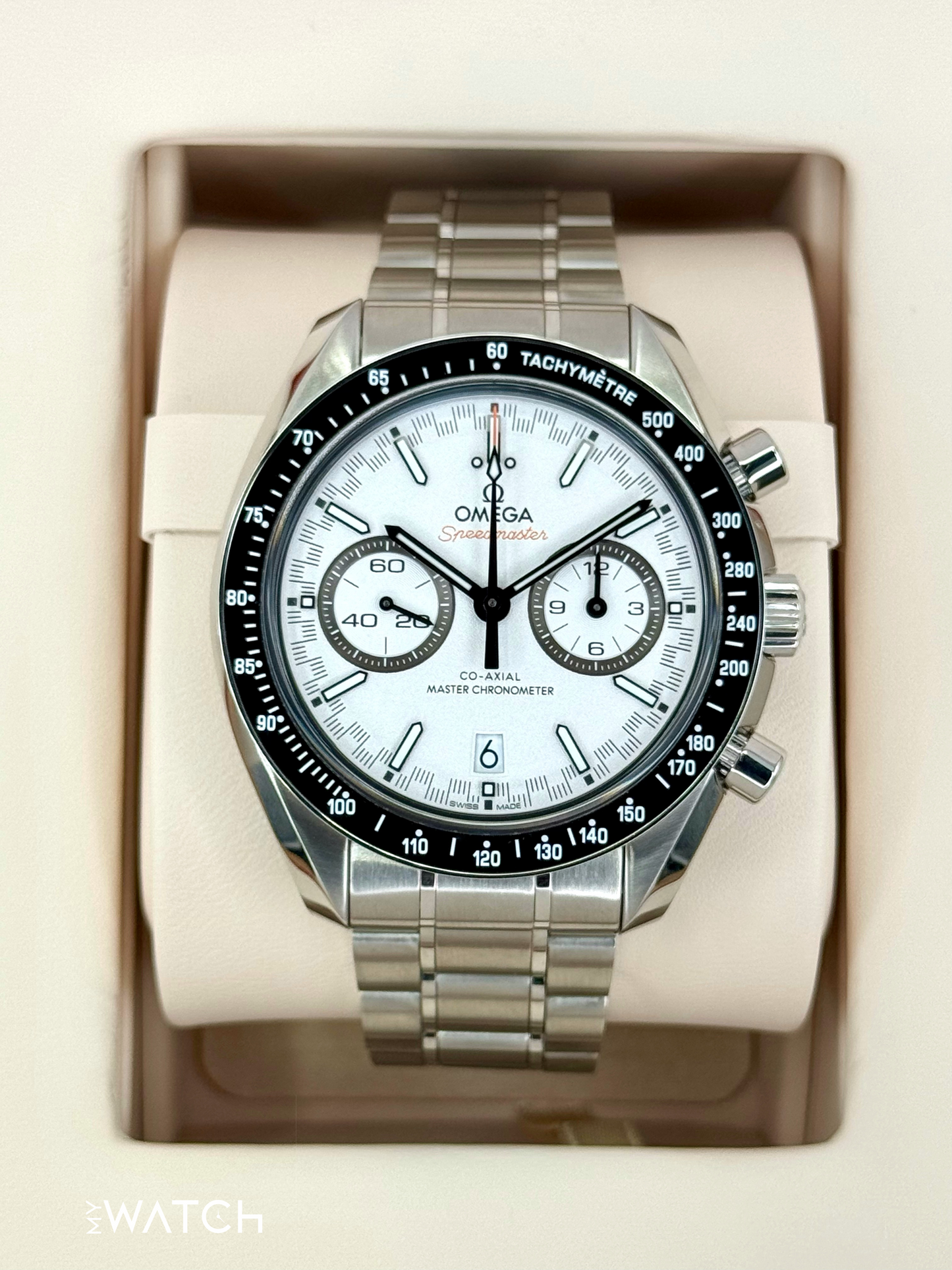 NEW 2025 Omega Speeedmaster Racing 44.2mm 329.30.44.51.04.001 White Dial - MyWatchLLC