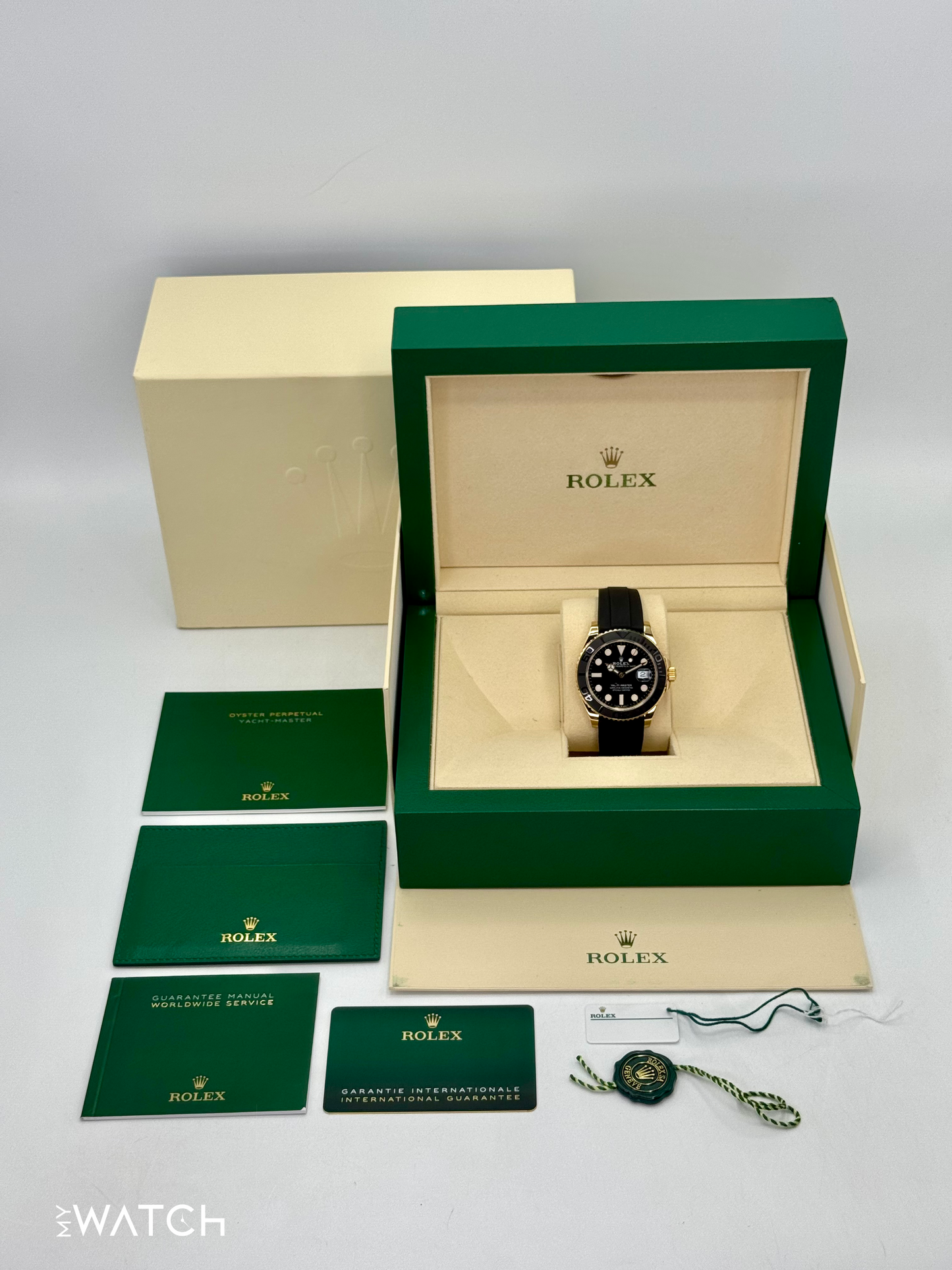 2022 Rolex Yacht-Master 42mm 226658 Gold Oysterflex Black Dial - MyWatchLLC