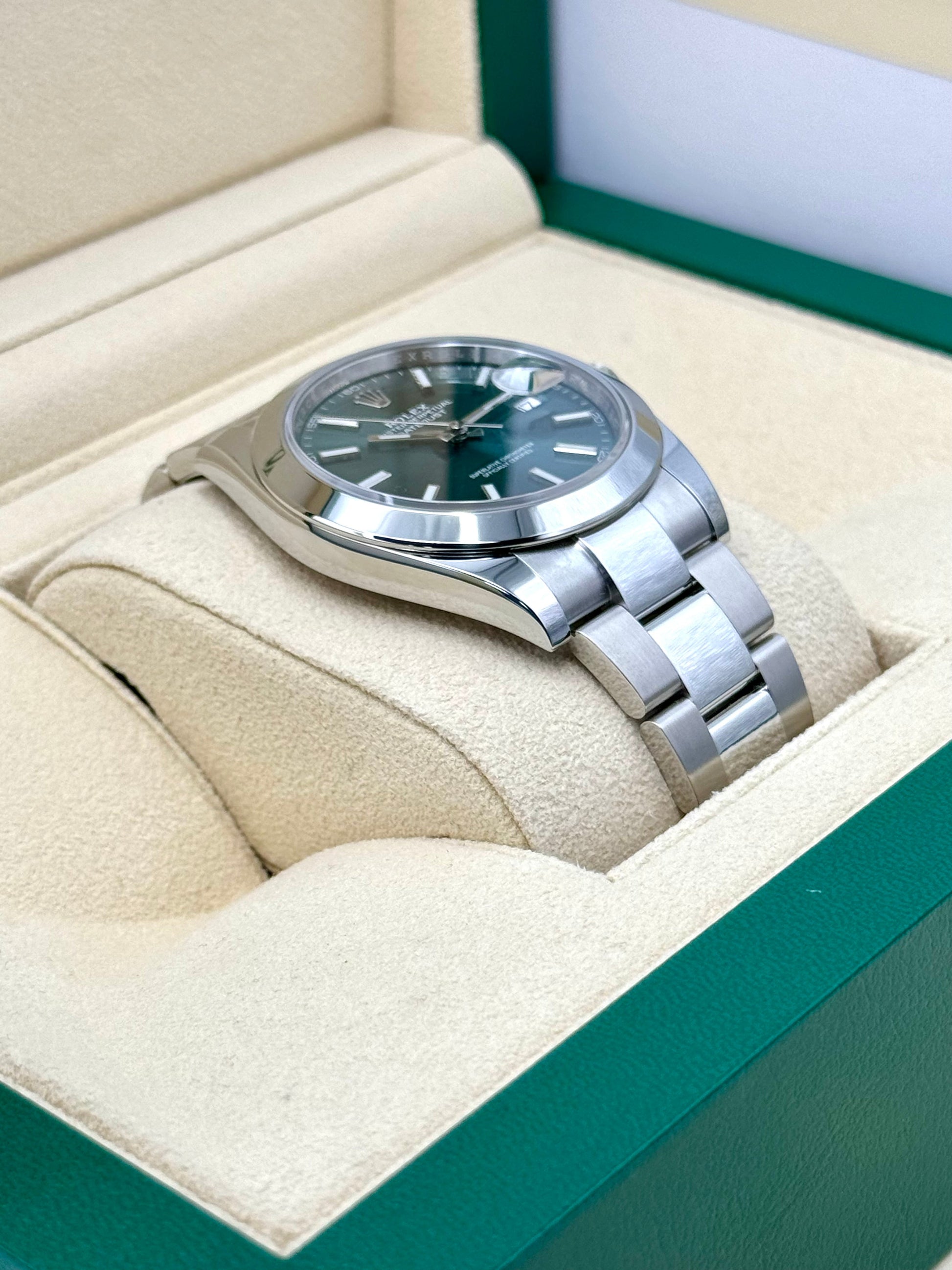 NEW 2024 Rolex Datejust 41mm 126300 Stainless Steel Oyster Green Dial - MyWatchLLC