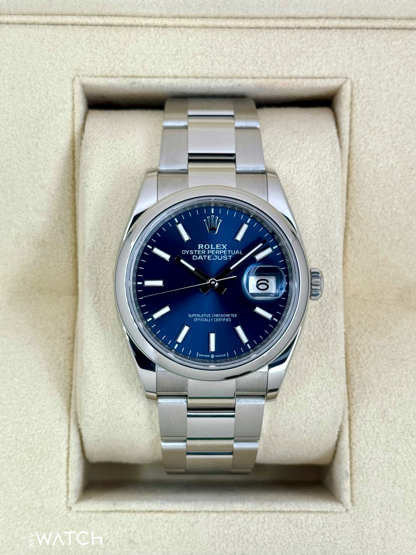 NEW 2025 Rolex Datejust 36mm 126200 Stainless Steel Oyster Blue Dial - MyWatchLLC