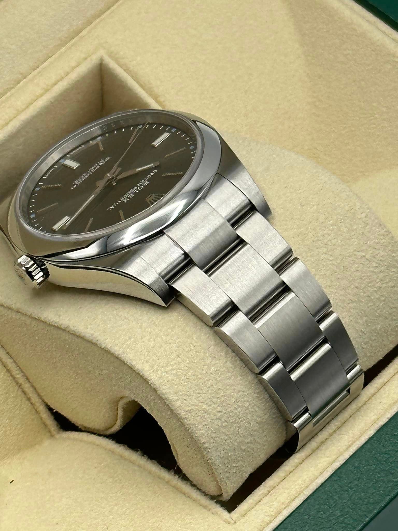 2017 Oyster Perpetual 39mm 114300 Stainless Steel Grey Stick Dial - MyWatchLLC