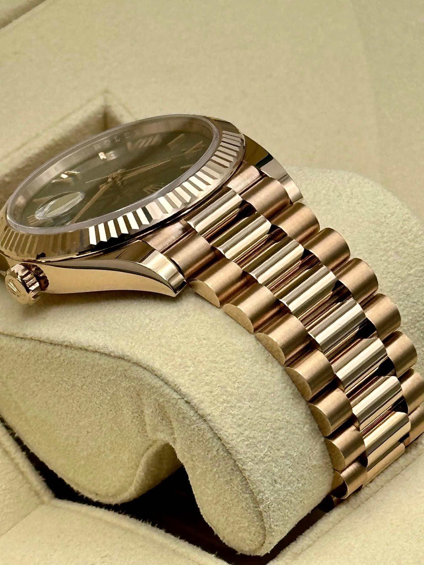 NEW 2020 Rolex Day-Date 40mm 228235 Rose Gold Green Roman Numerals - MyWatchLLC