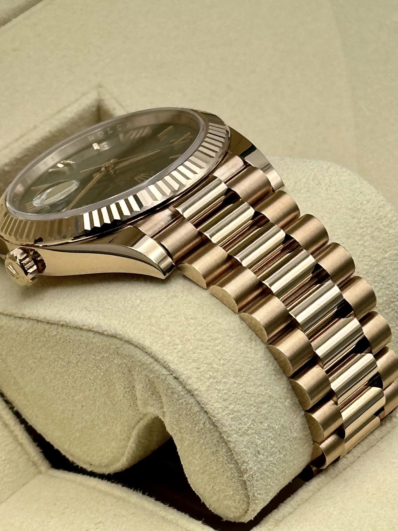 NEW 2020 Rolex Day-Date 40mm 228235 Rose Gold Green Roman Numerals - MyWatchLLC