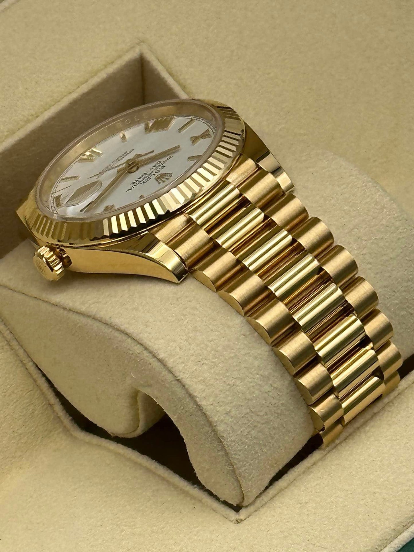 2019 Rolex Day-Date 40mm 228238 YG President White Roman Numeral Dial - MyWatchLLC