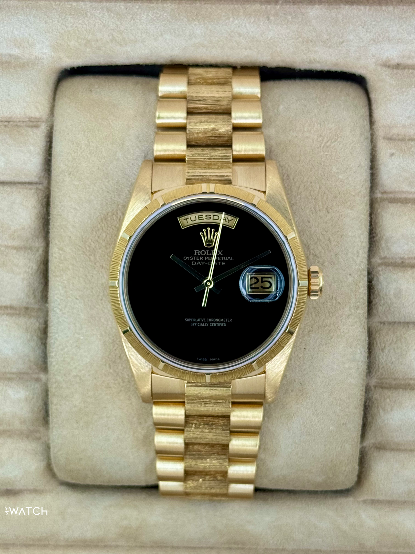 1998 Rolex Day-Date 36mm 18248 Presidential Black Onyx Dial (FRESH ROLEX SERVICE)