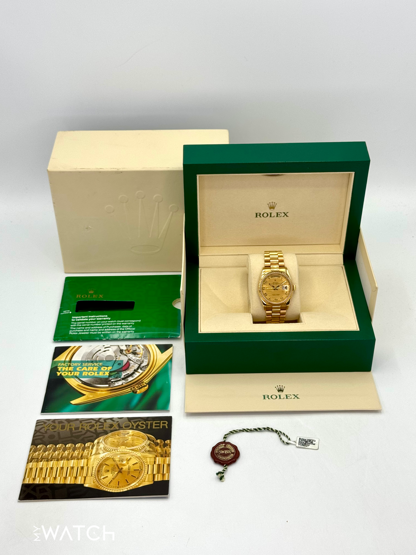 1989 Rolex Day-Date 36mm 18238 Presidential Champagne Wave Dial - MyWatchLLC