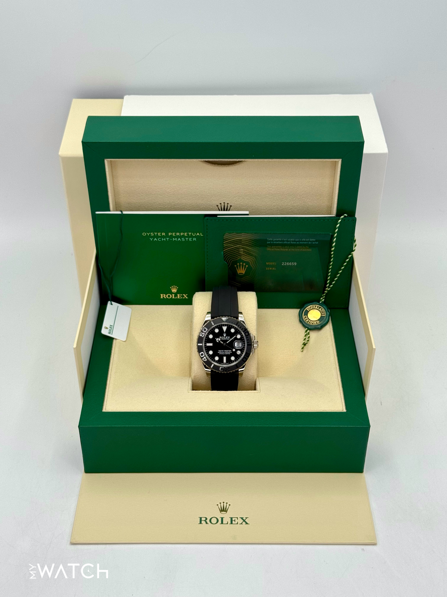 2024 Rolex Yacht-Master 42mm 226659 White Gold Oysterflex Black Dial - MyWatchLLC