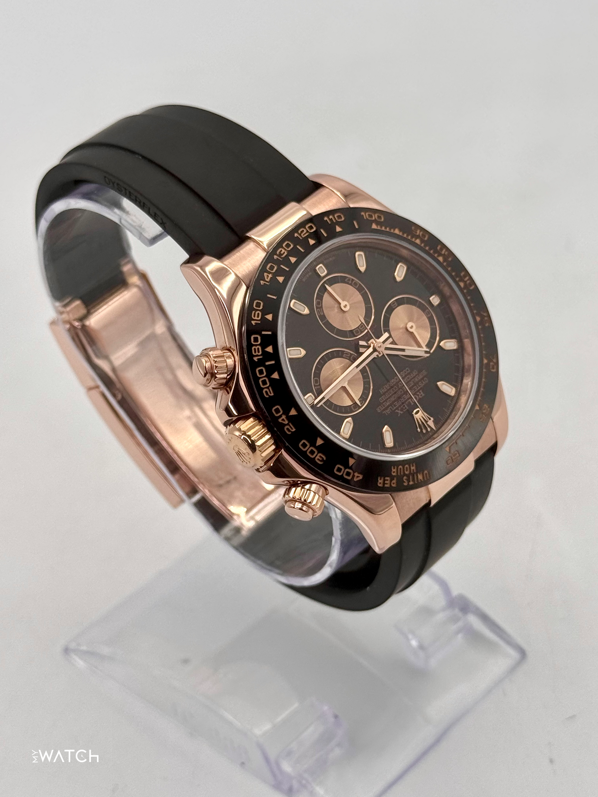 2024 CPO Rolex Daytona 40mm 116515LN Rose Gold Oysterflex Black Dial - MyWatchLLC