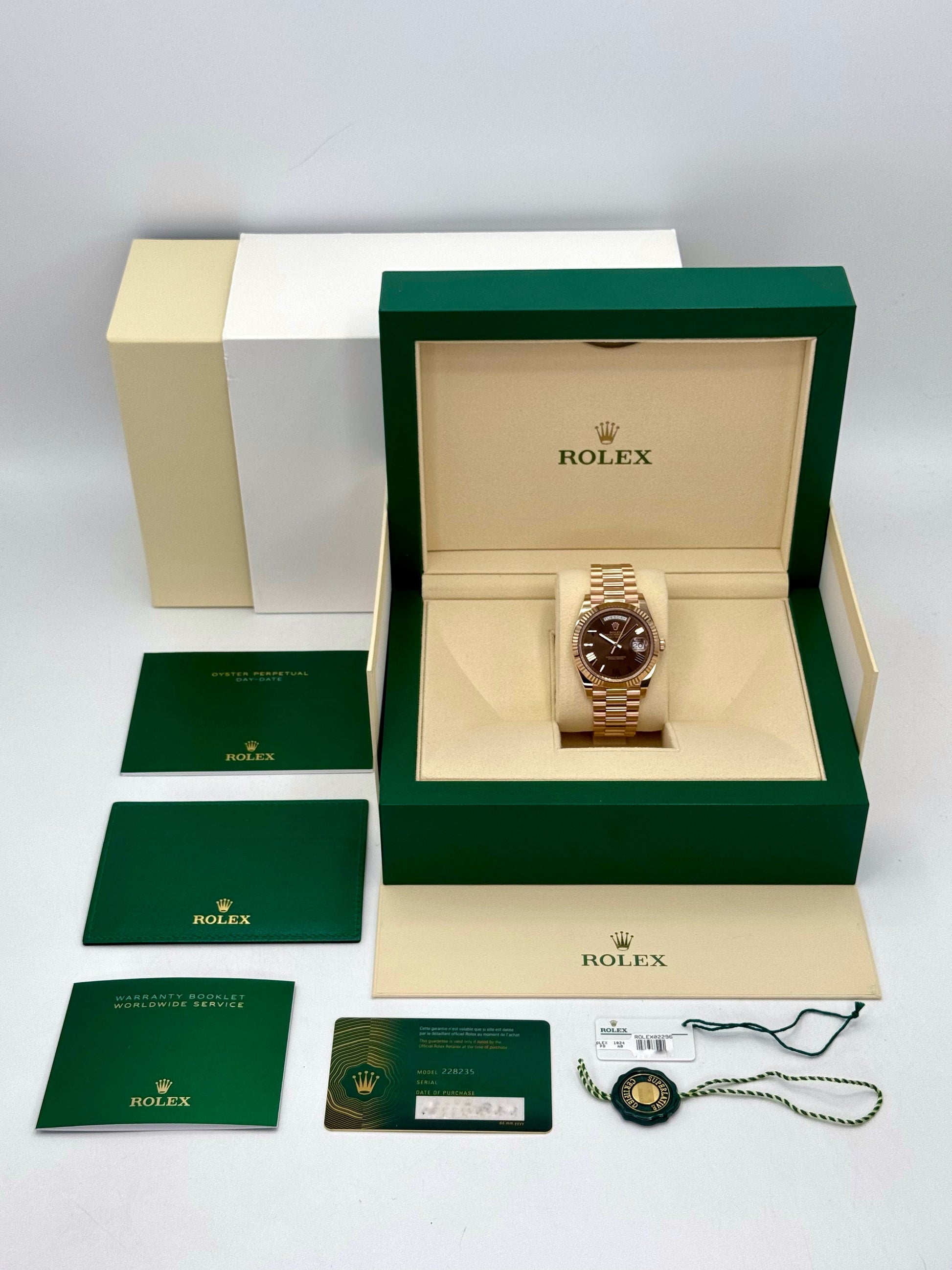 2024 Rolex Day-Date 40mm 228235 Rose Gold Chocolate Dial - MyWatchLLC
