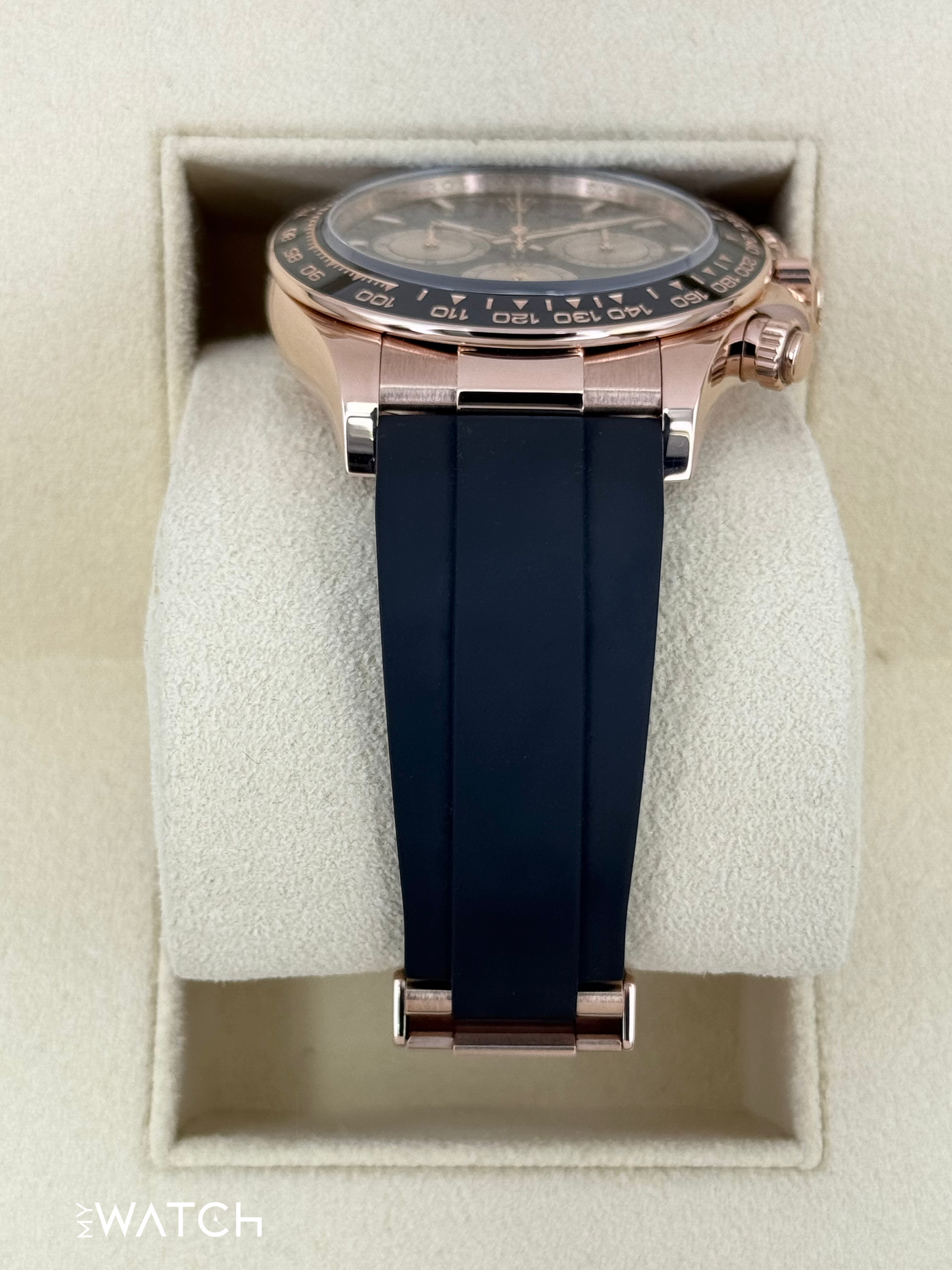 2024 Rolex Daytona 40mm 126515LN Rose Gold Oysterflex Black Dial - MyWatchLLC