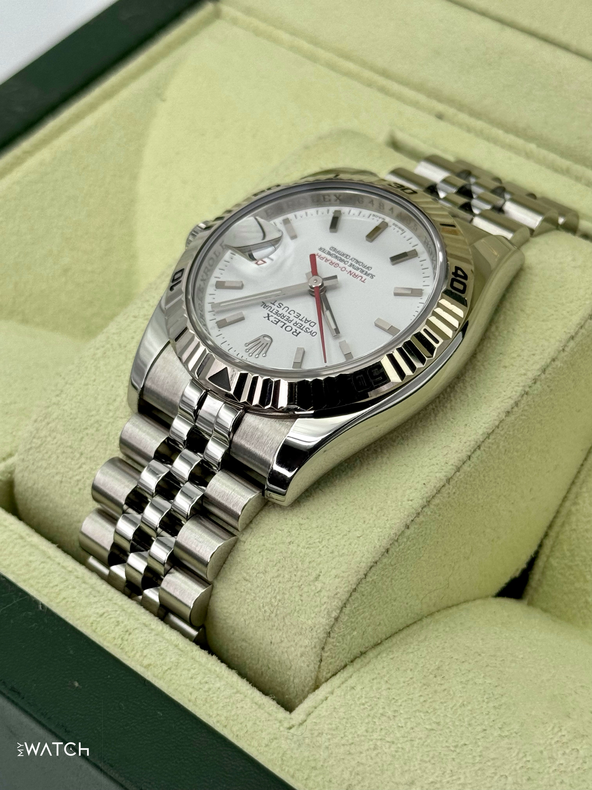 2014 Rolex Datejust Turn-O-Graph 36mm 116264 Jubilee White Dial - MyWatchLLC