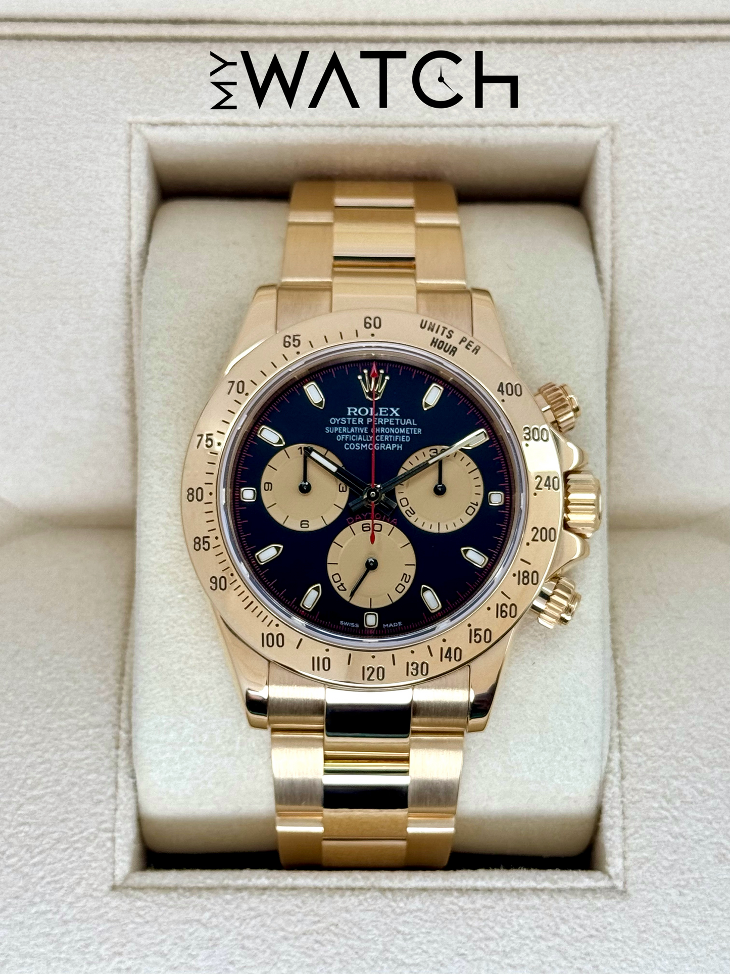 2000 Rolex Daytona "Paul Newman" 40mm 116528 Yellow Gold Black Dial - MyWatchLLC