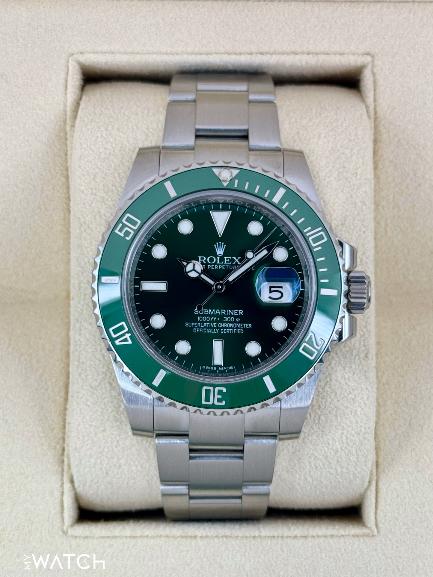 2016 Rolex Submariner “Hulkâ€?40mm 116610LV Green Dial - MyWatchLLC
