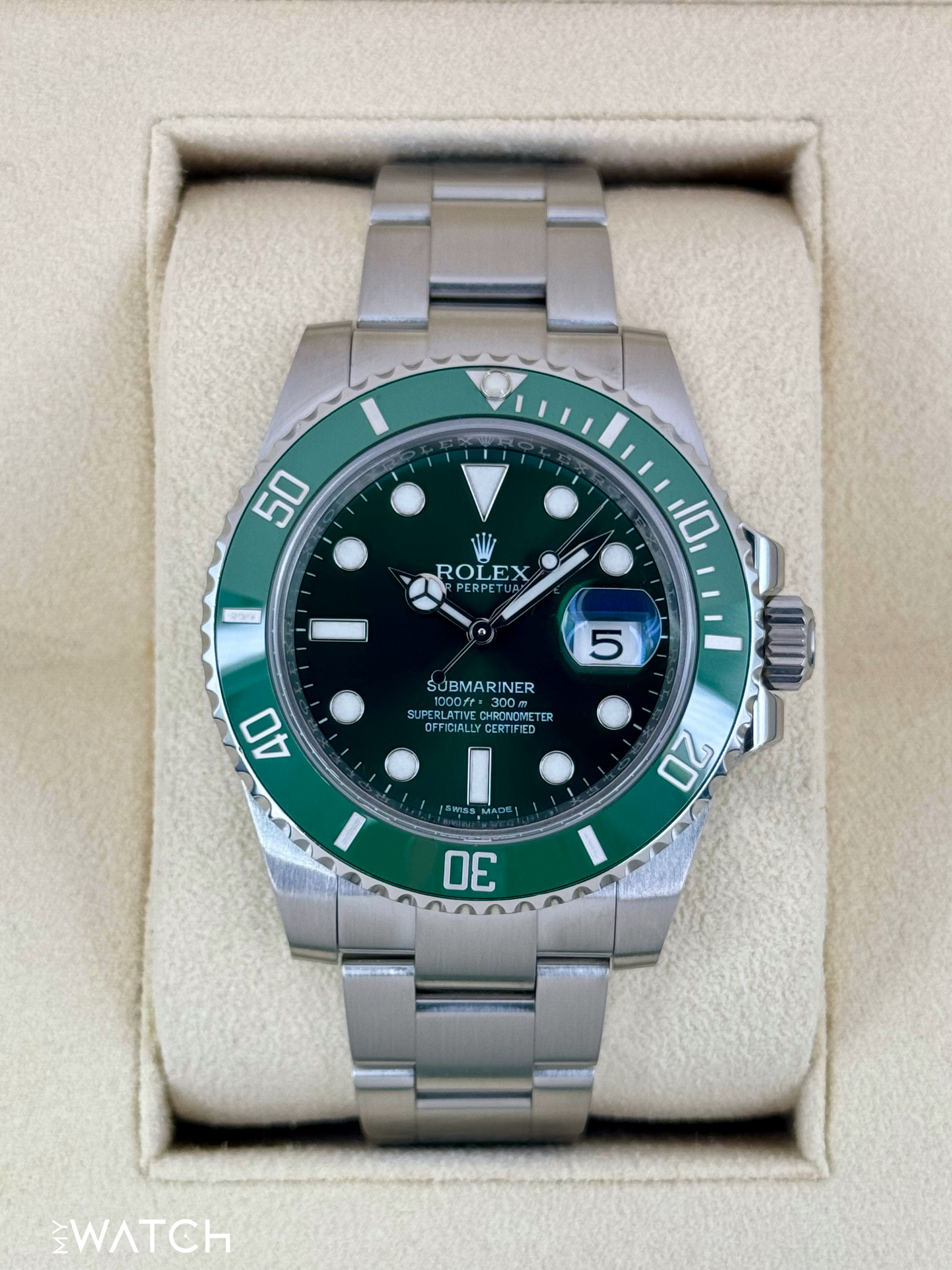 2016 Rolex Submariner “Hulkâ€?40mm 116610LV Green Dial - MyWatchLLC