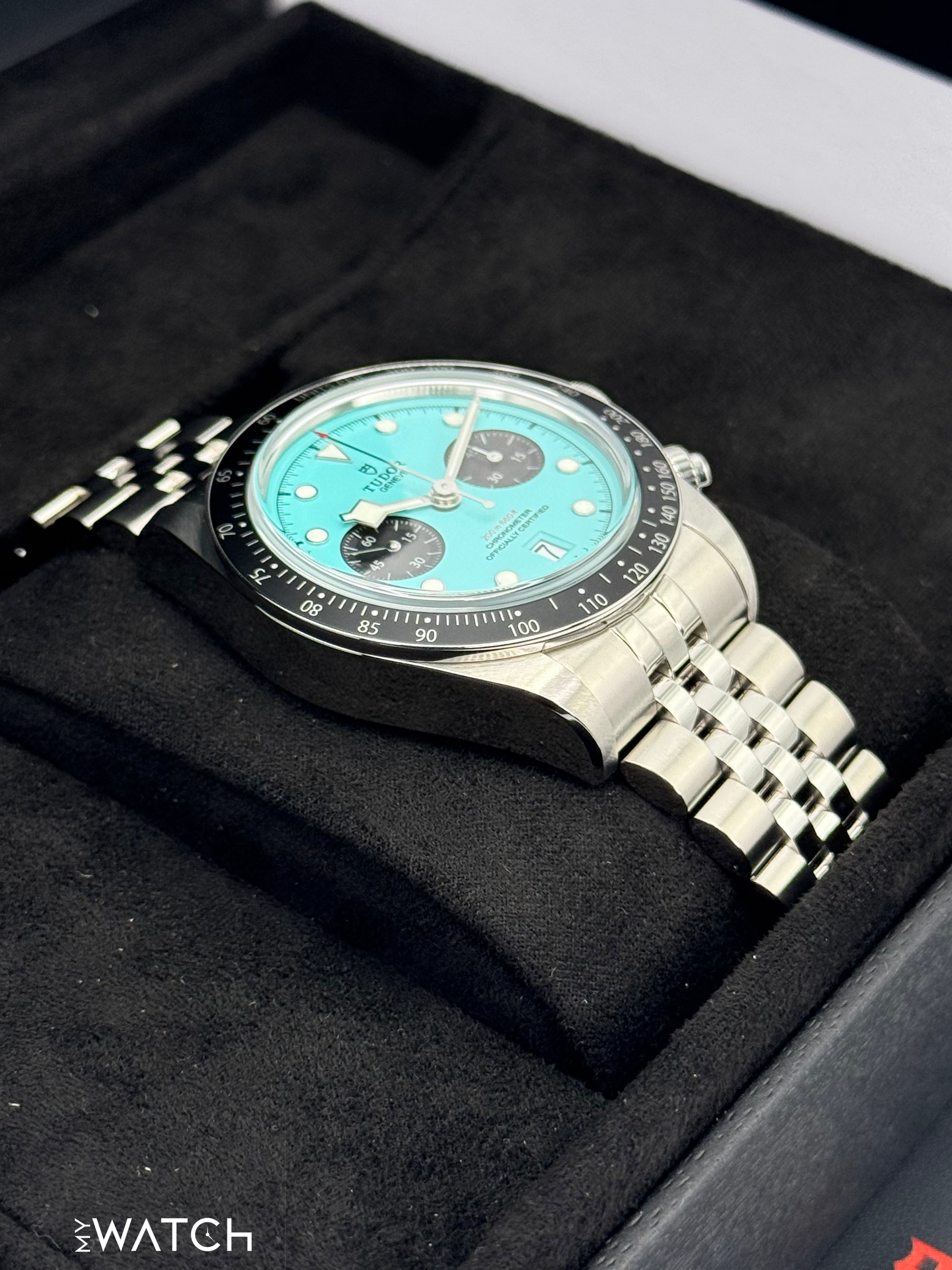 NEW 2025 Tudor Black Bay Chrono 41mm 79360N Flamingo Blue Dial - MyWatchLLC