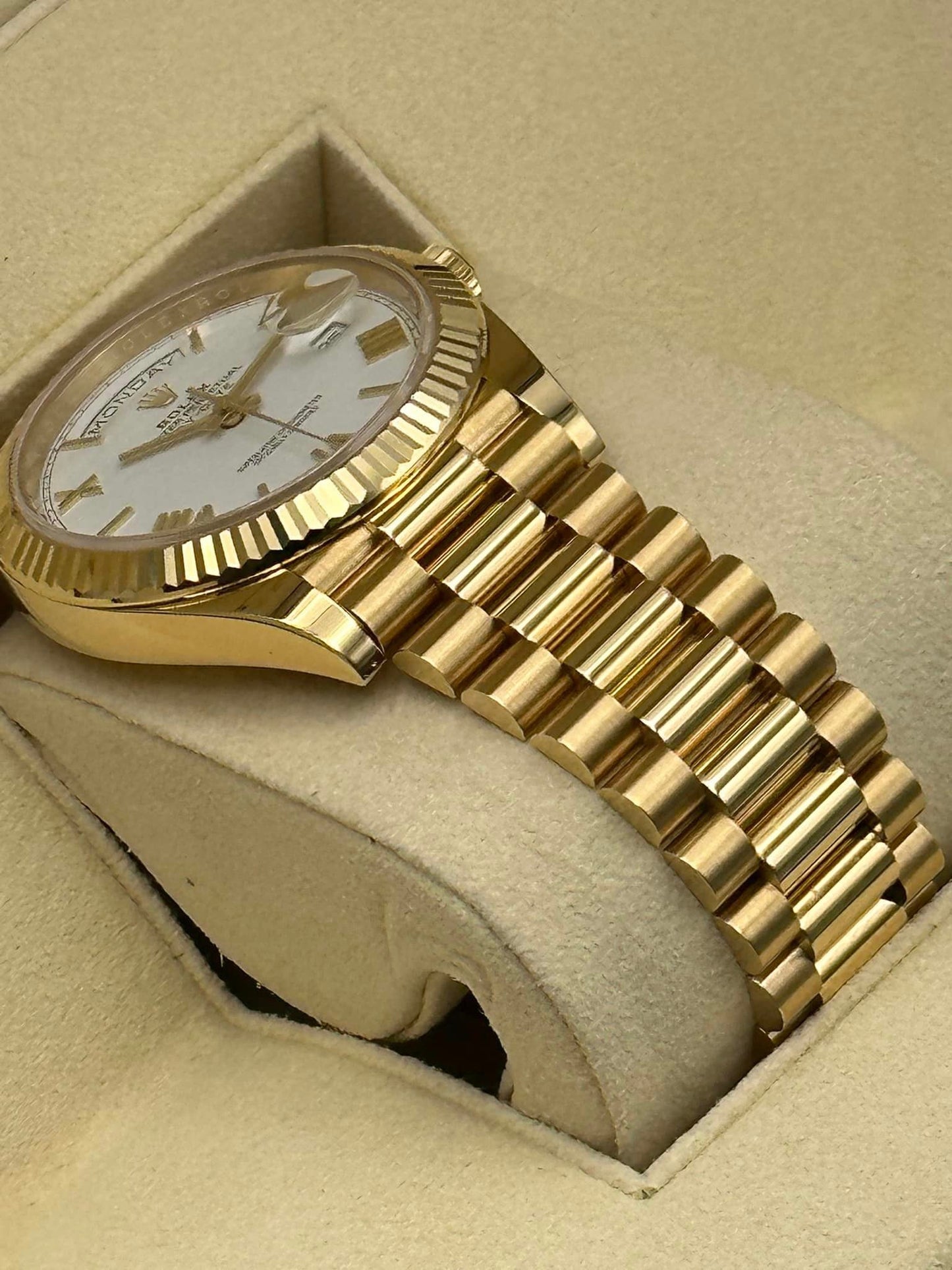 2019 Rolex Day-Date 40mm 228238 YG President White Roman Numeral Dial - MyWatchLLC
