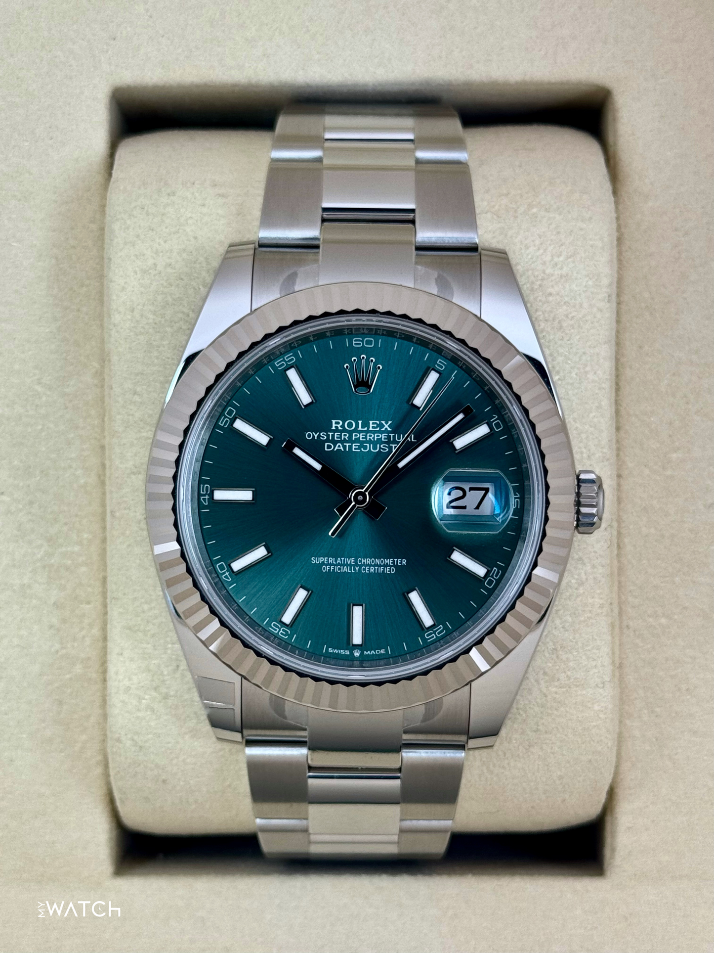 NEW 2025 Rolex Datejust 41mm 126334 Oyster Mint Green Dial - MyWatchLLC