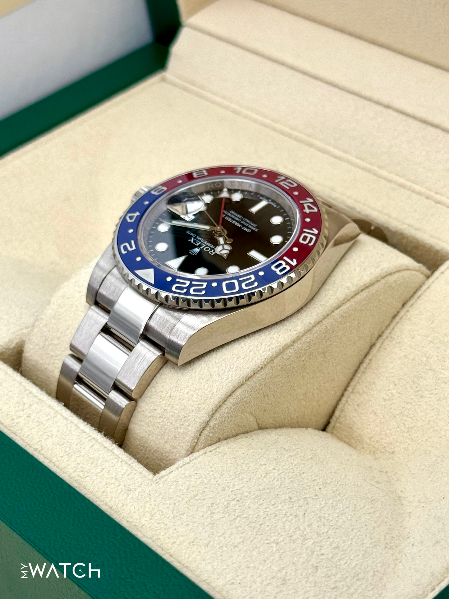2016 Rolex GMT-Master II "Pepsi" 40mm 116719BLRO White Gold Black Dial - MyWatchLLC