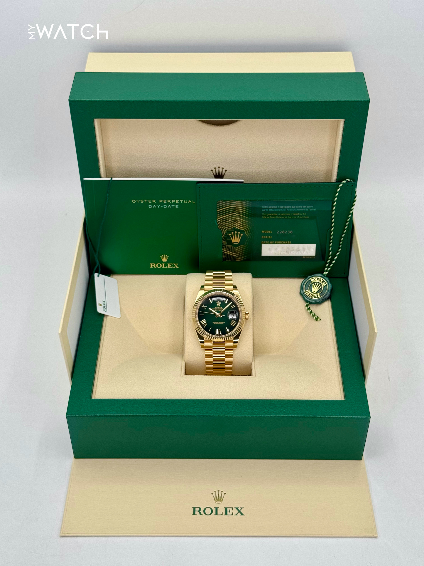 NEW 2025 Rolex Day-Date 40mm 228238 Presidential Green Ombre Dial - MyWatchLLC