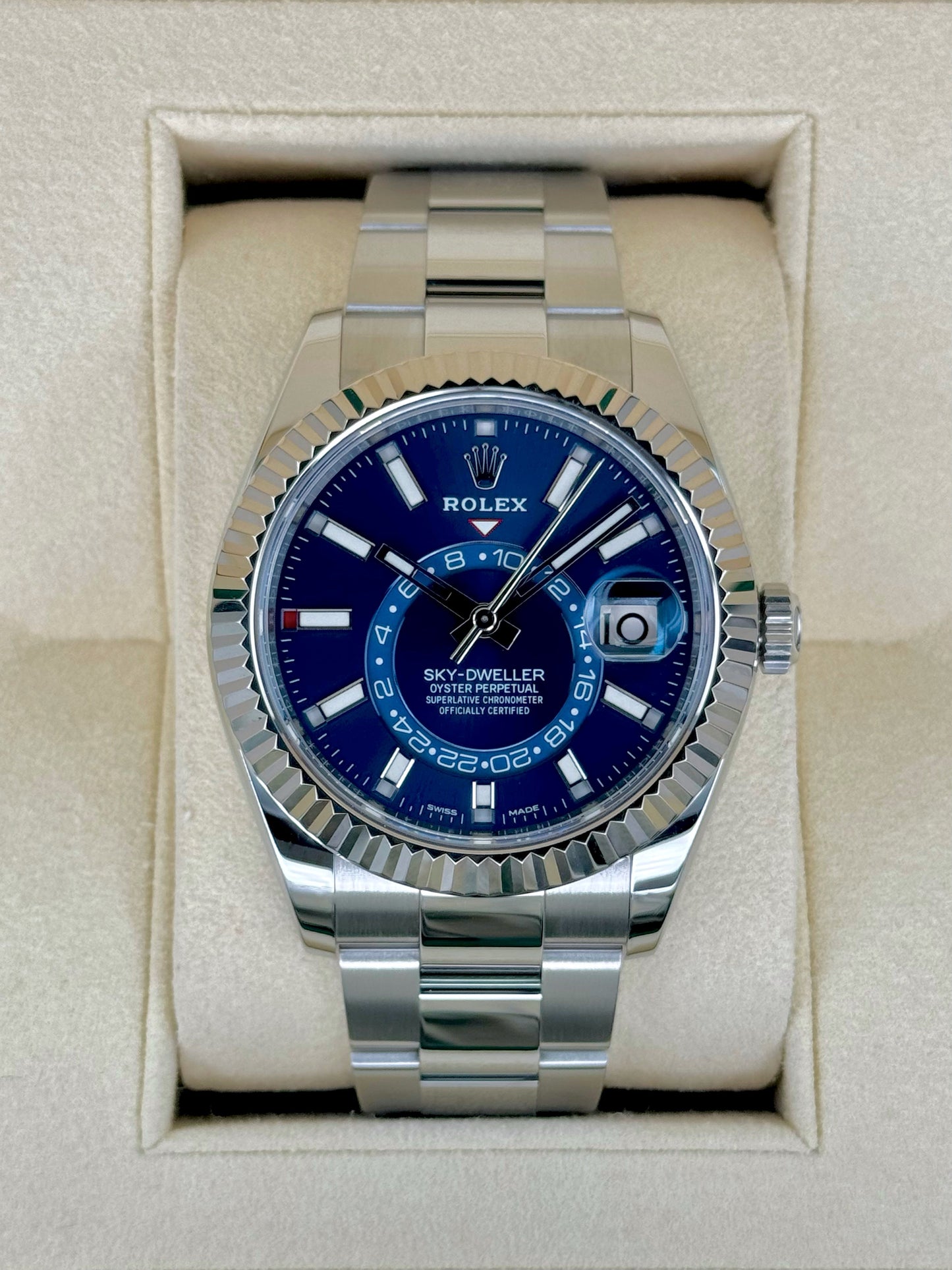 2018 Sky-Dweller 42mm 326934 Stainless Steel Oyster Blue Dial - MyWatchLLC