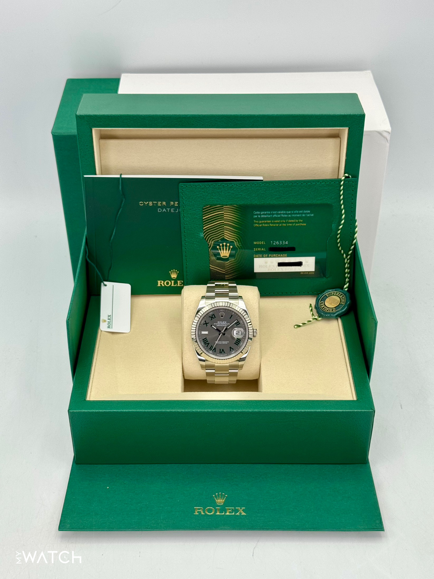 NEW 2025 Rolex Datejust 41mm 126334 Oyster Wimbledon Dial - MyWatchLLC