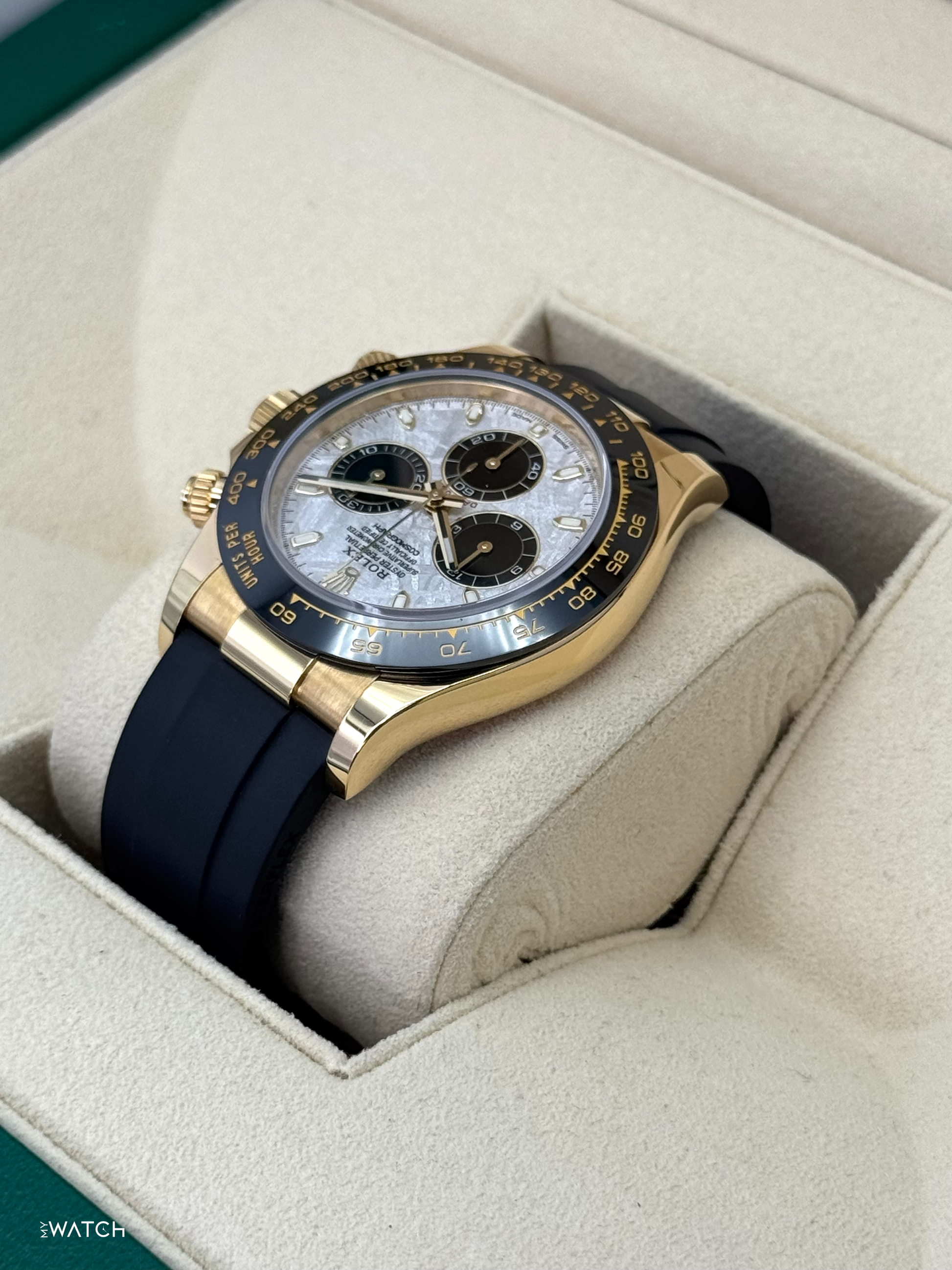 2022 Rolex Daytona 40mm 116518LN Oysterflex Yellow Gold Meteorite Dial - MyWatchLLC